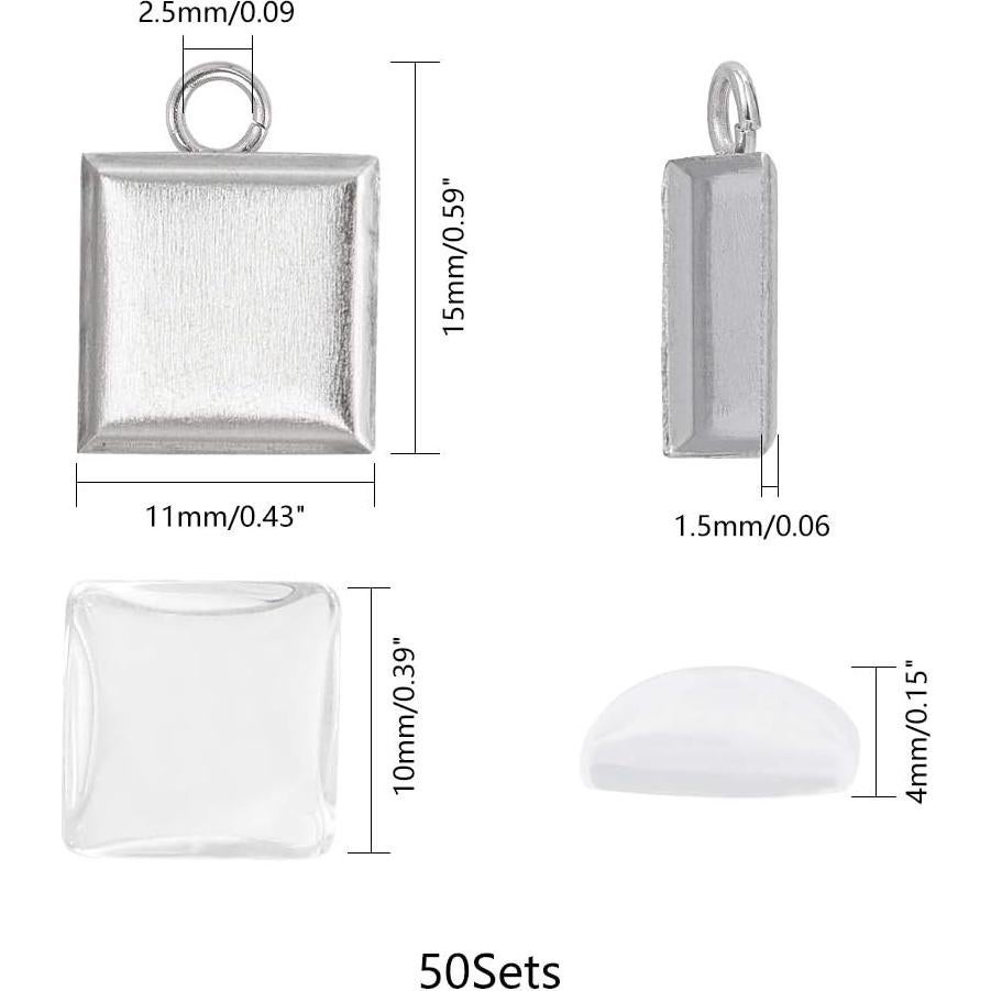 Bandejas de Pendientes Cuadradas UNICRAFTALE Acero Inoxidable 10mm