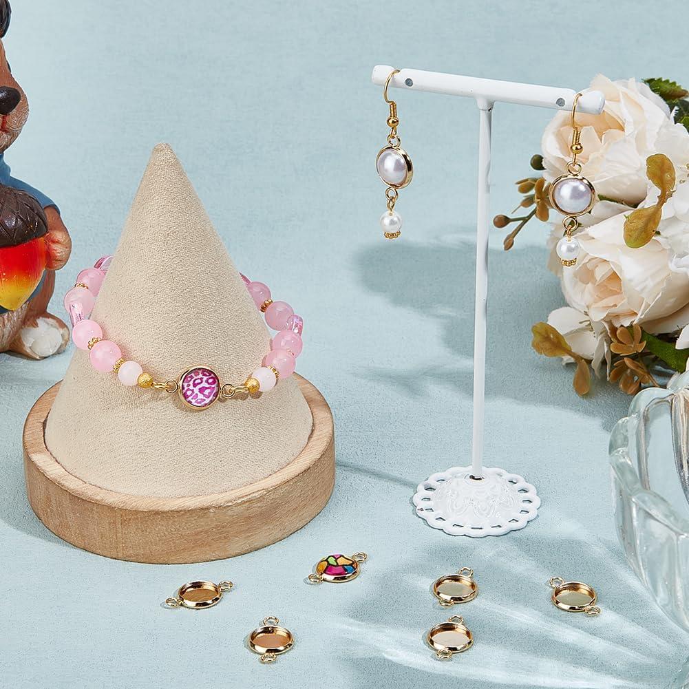 Conectores Cabochón Beebeecraft 30Pcs 10mm Oro 24K Acero Inoxidable