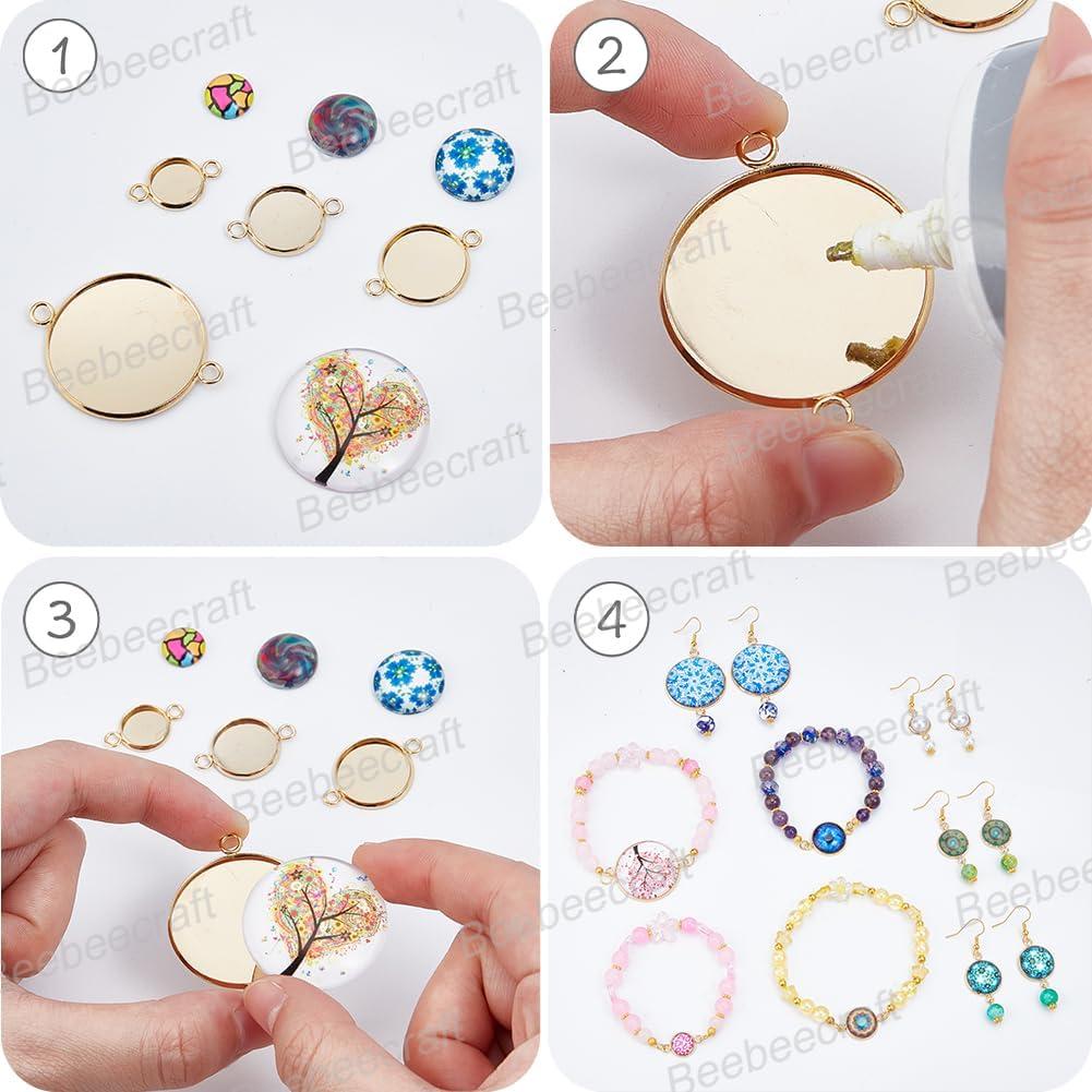 Conectores Cabochón Beebeecraft 30Pcs 10mm Oro 24K Acero Inoxidable