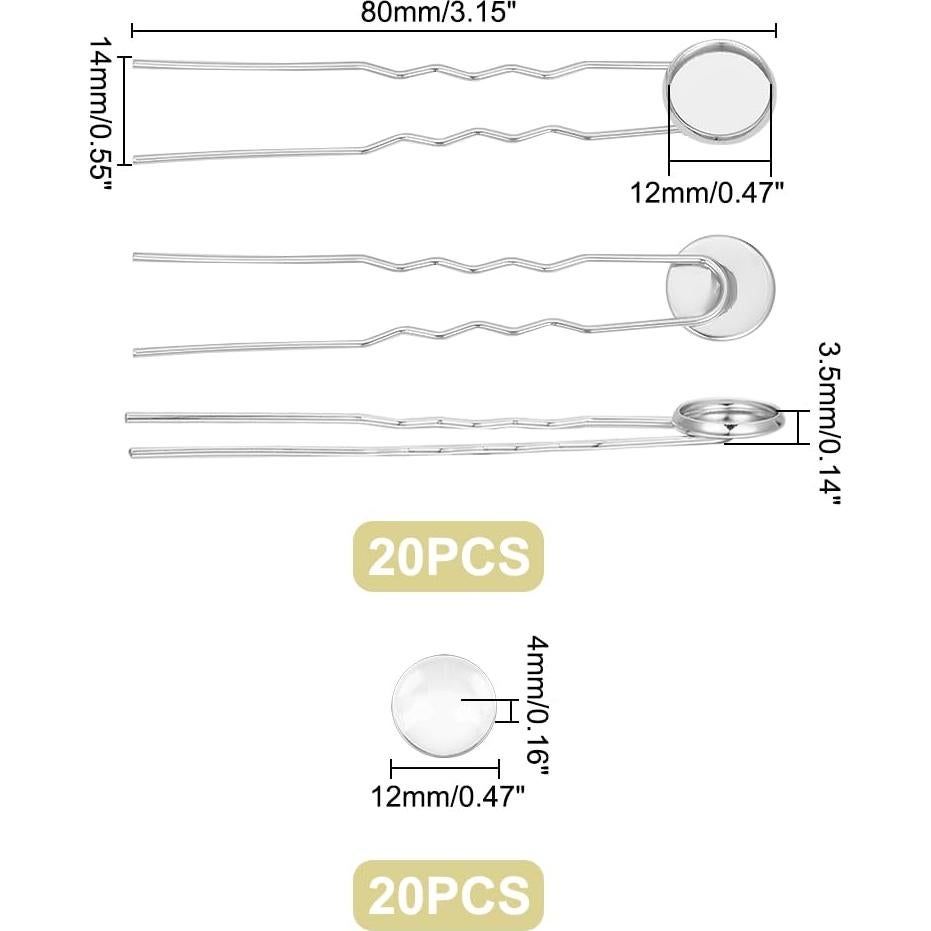 Pasadores de Cabello Vacíos UNICRAFTALE 20 Piezas Platino