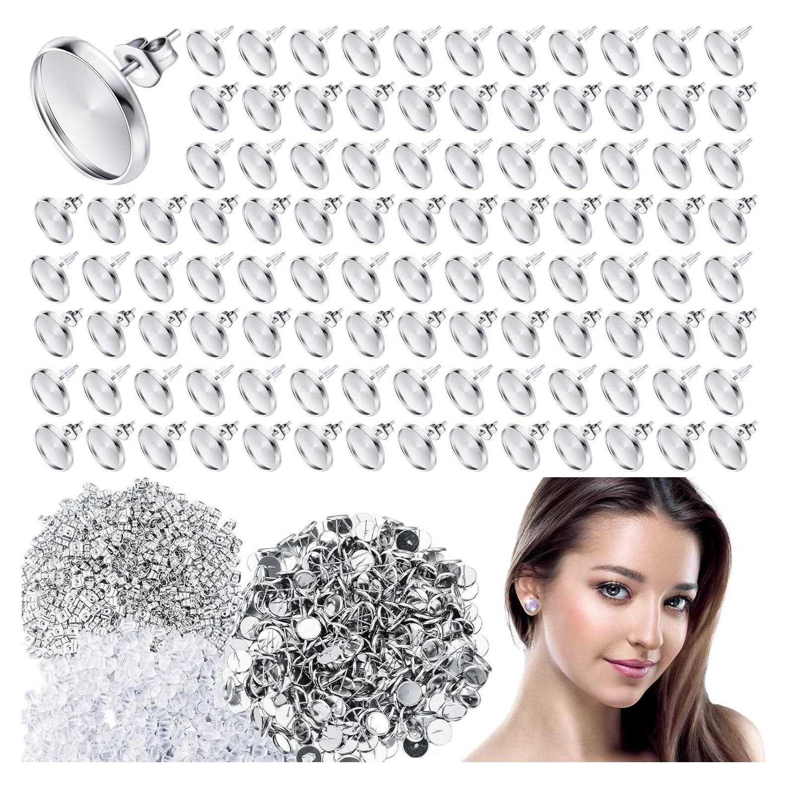 Kit de Pendientes Sureio 1000 Piezas 12 mm Plata