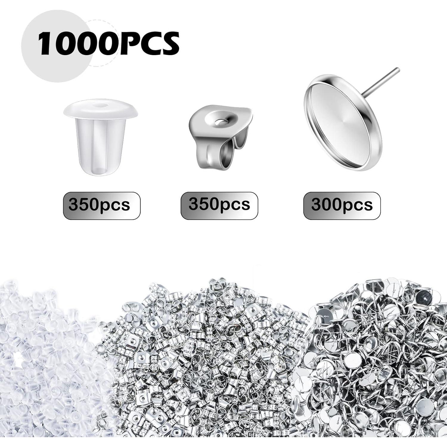 Kit de Pendientes Sureio 1000 Piezas 12 mm Plata