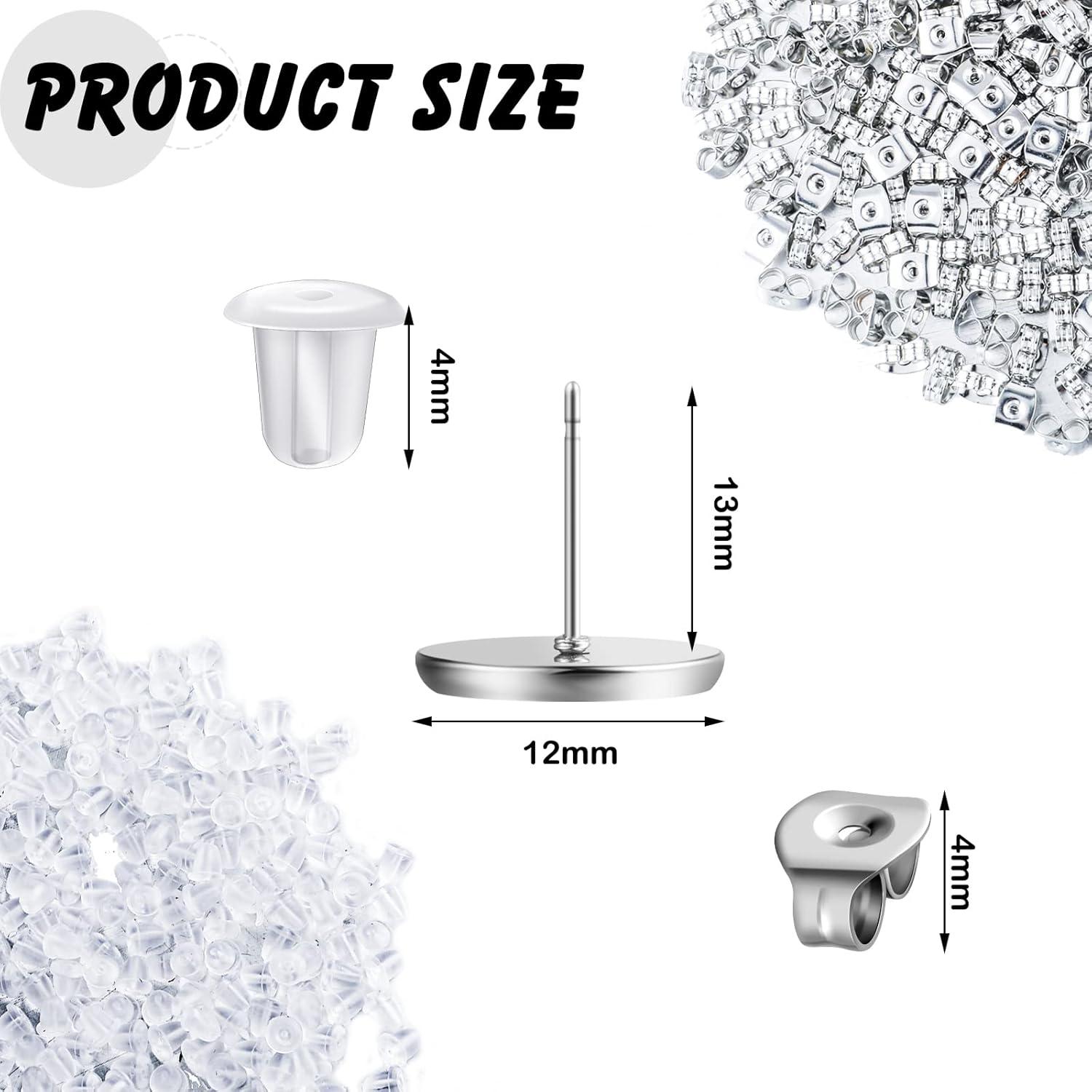 Kit de Pendientes Sureio 1000 Piezas 12 mm Plata