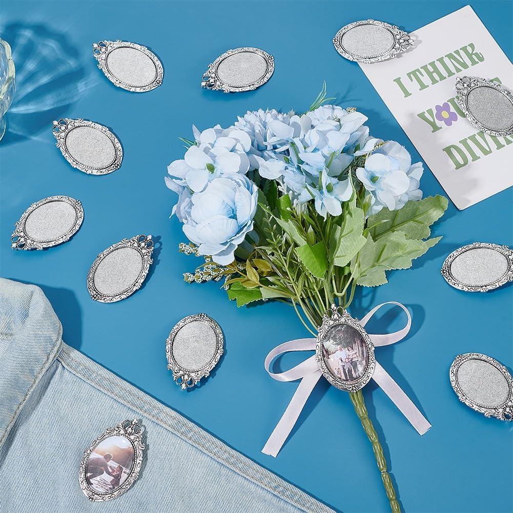 12 Piezas Broches Ovalados Vintage PH PandaHall 40x30mm