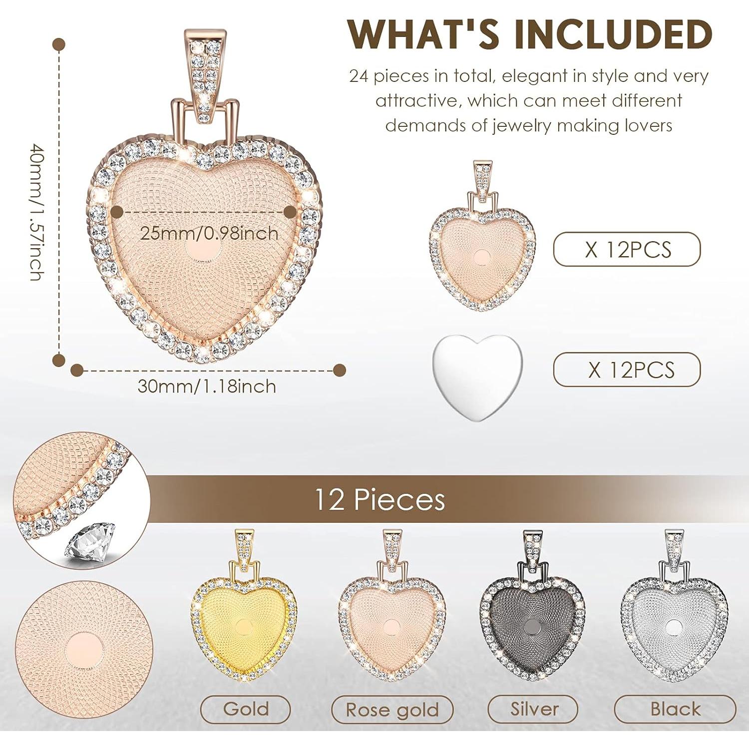 Set de 24 Bandejas de Colgante Hicarer con Rhinestones y Cabochones