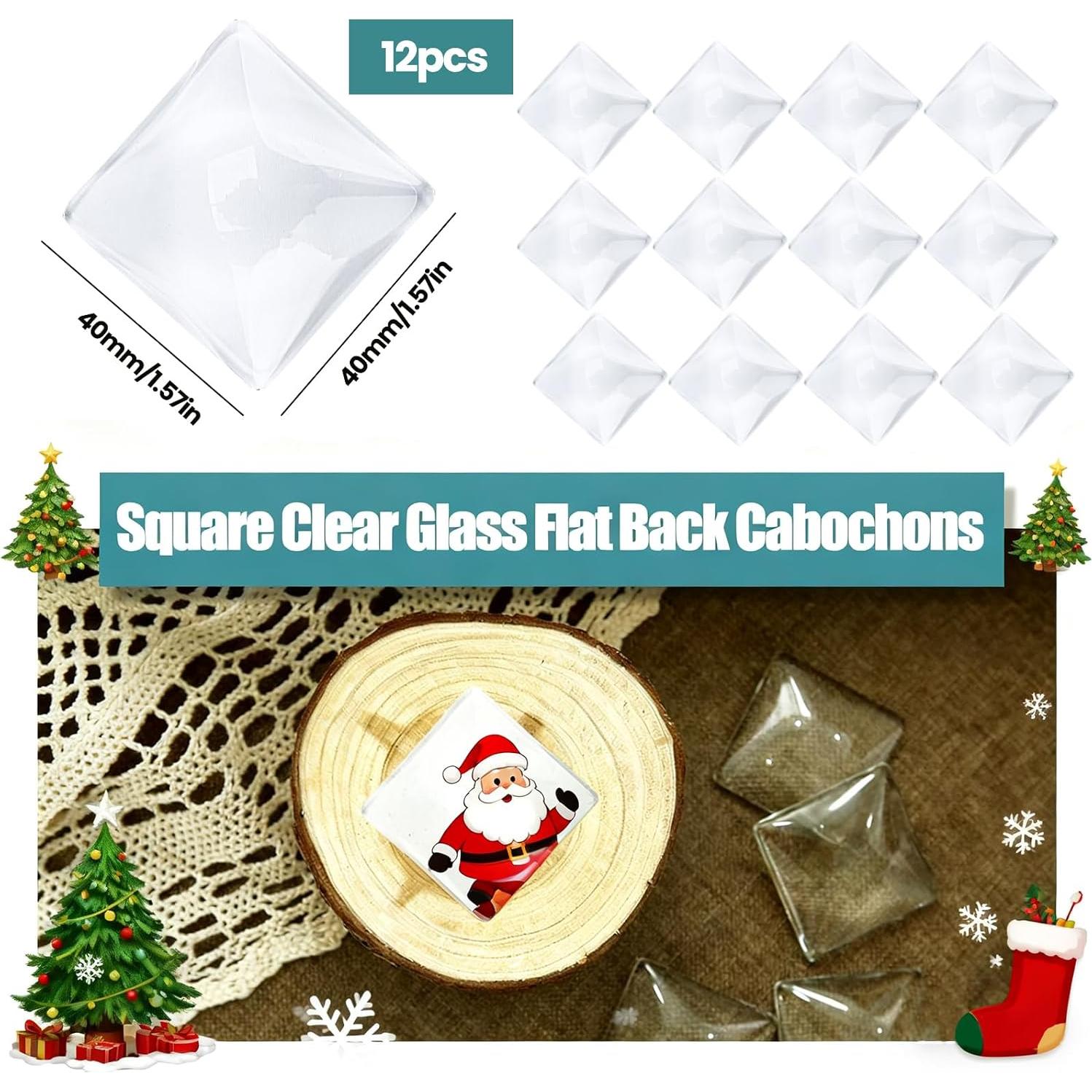 Cabochones de Vidrio Transparente Cuadrados 40mm EFIVS ARTS - 12 Piezas