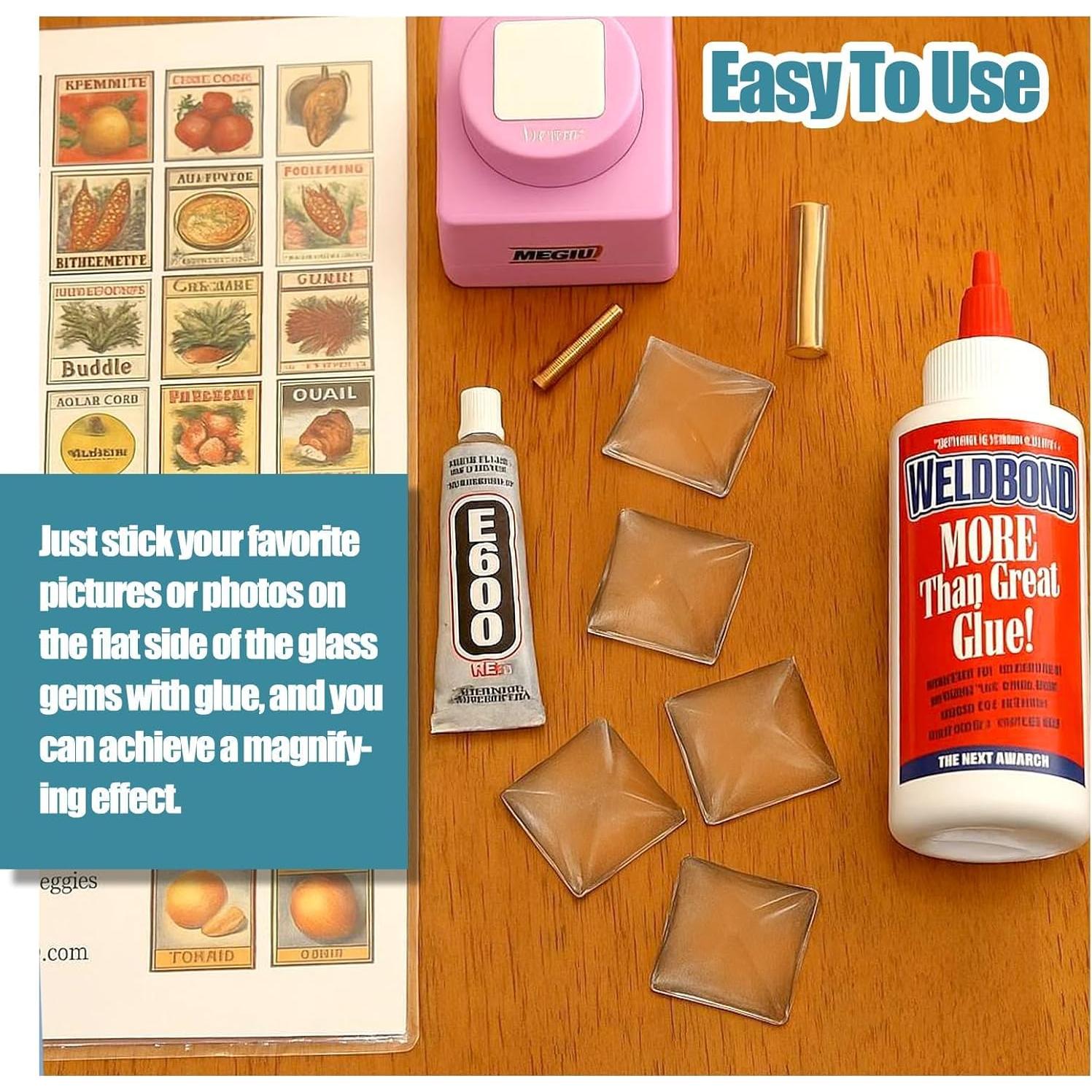 Cabochones de Vidrio Transparente Cuadrados 40mm EFIVS ARTS - 12 Piezas