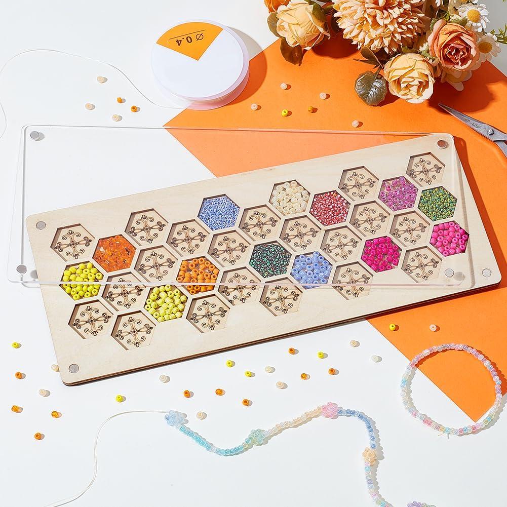 Tablero de cuentas de madera AHANDMAKER 29x12 cm 33 compartimentos