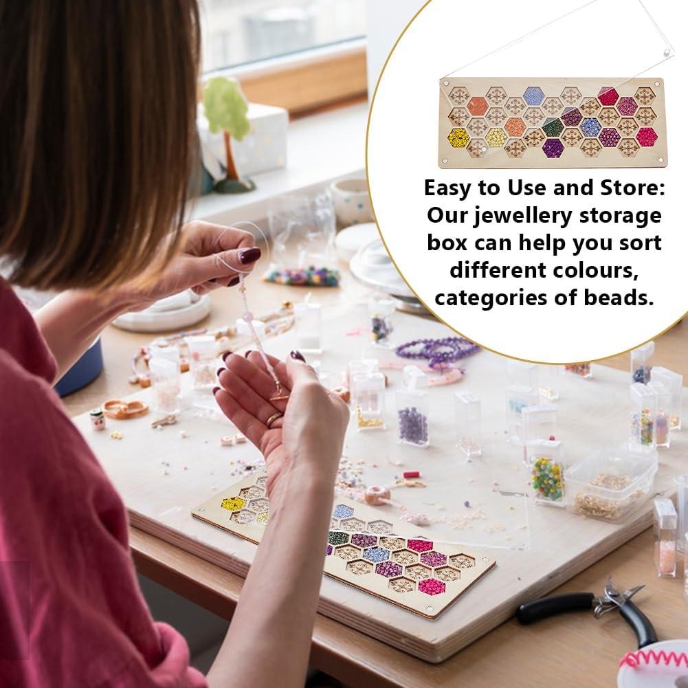 Tablero de cuentas de madera AHANDMAKER 29x12 cm 33 compartimentos