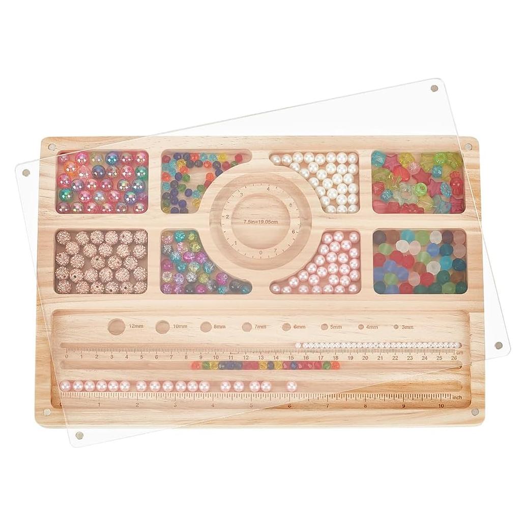 Tabla de Bead de Madera Benecreat con Tapa Acrílica 30x20cm