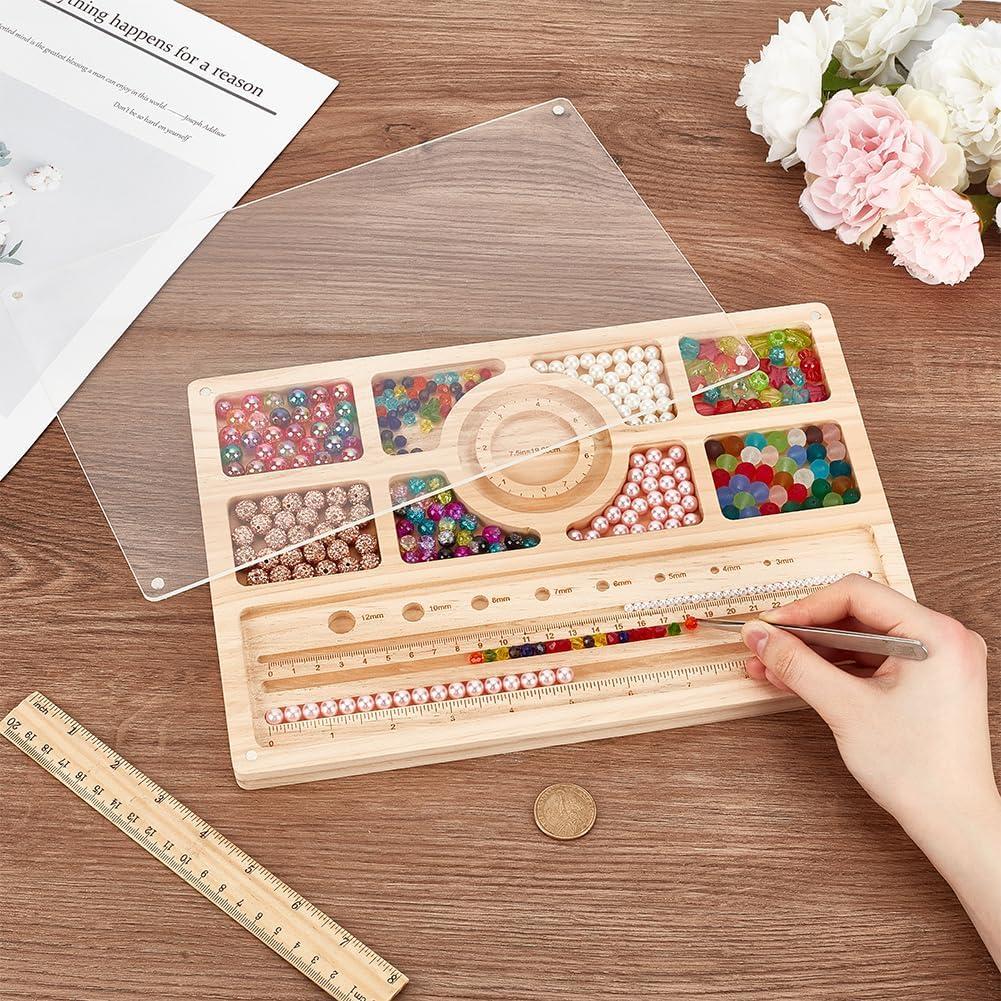 Tabla de Bead de Madera Benecreat con Tapa Acrílica 30x20cm