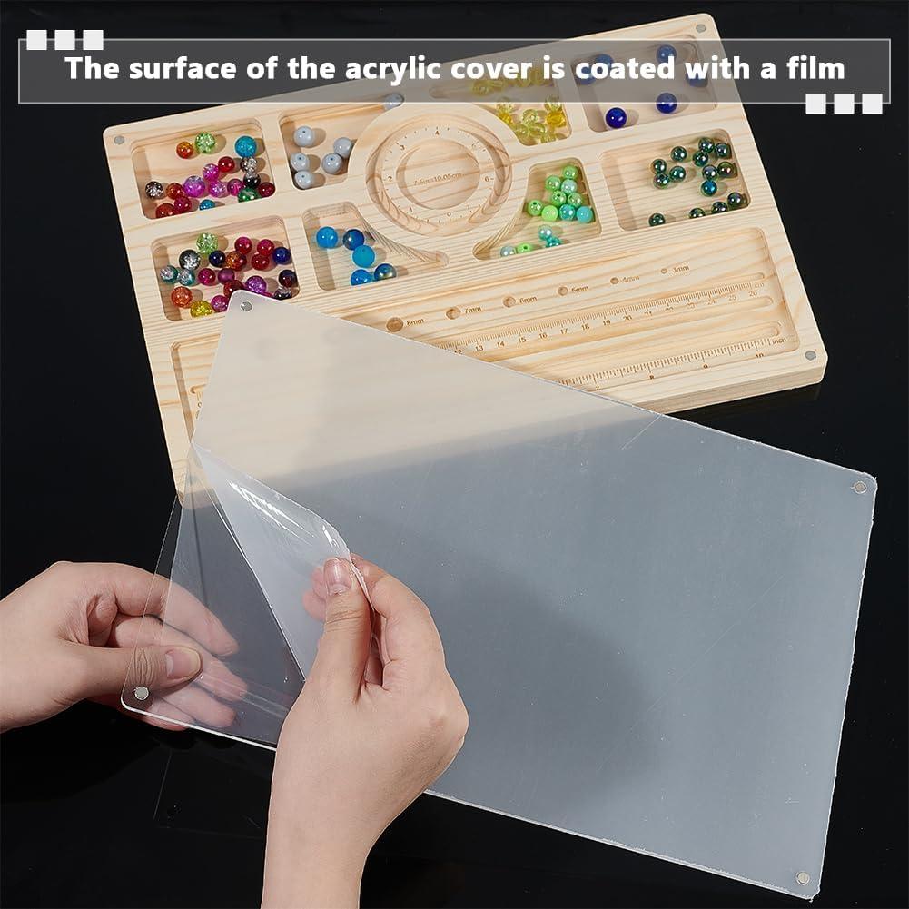 Tabla de Bead de Madera Benecreat con Tapa Acrílica 30x20cm