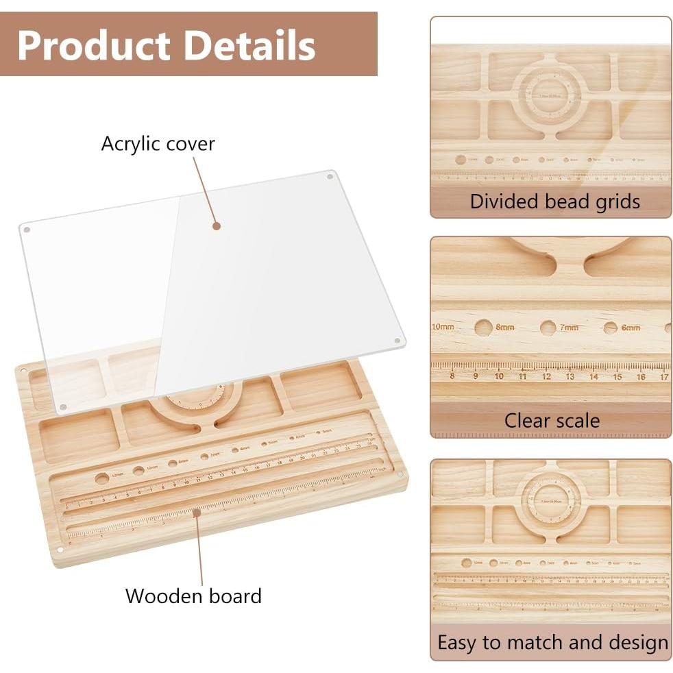 Tabla de Bead de Madera Benecreat con Tapa Acrílica 30x20cm