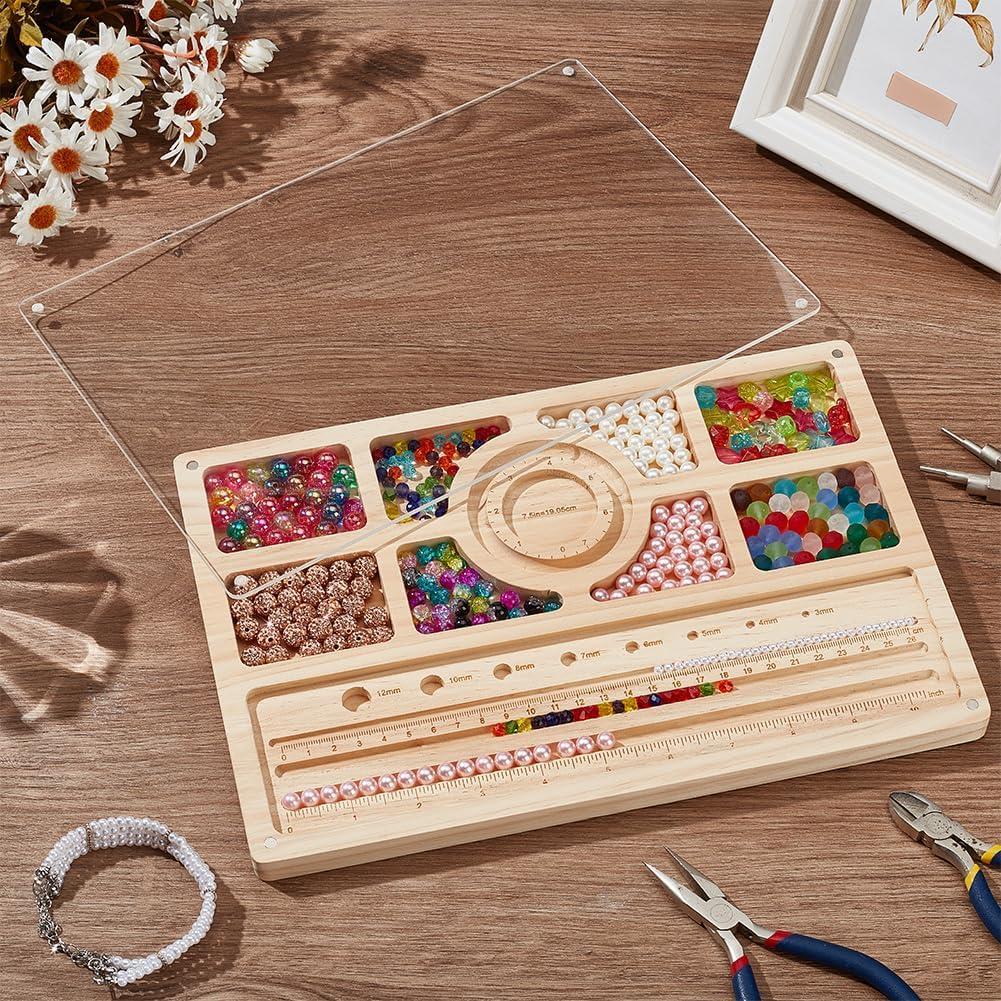 Tabla de Bead de Madera Benecreat con Tapa Acrílica 30x20cm