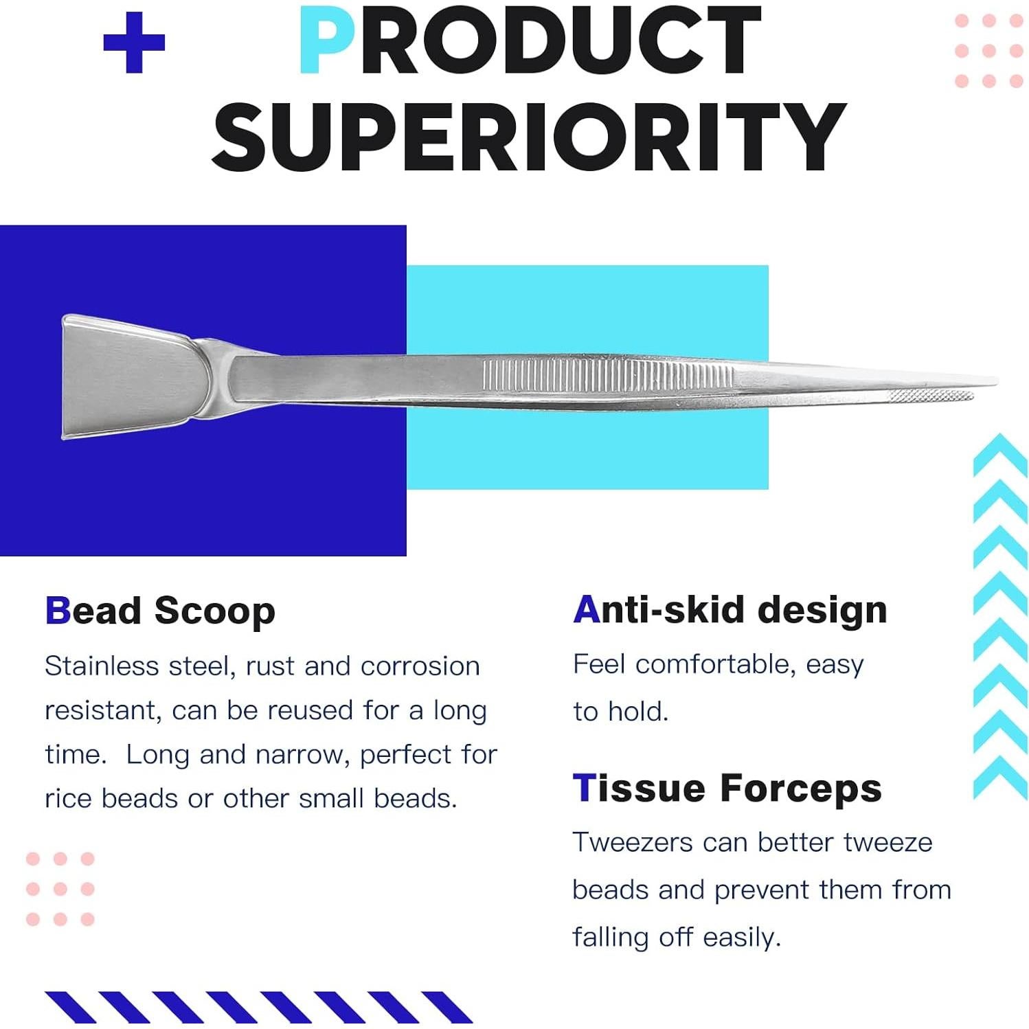 Mat de Perlas Hobbyworker con Pinzas y Cucharón Acero Inoxidable