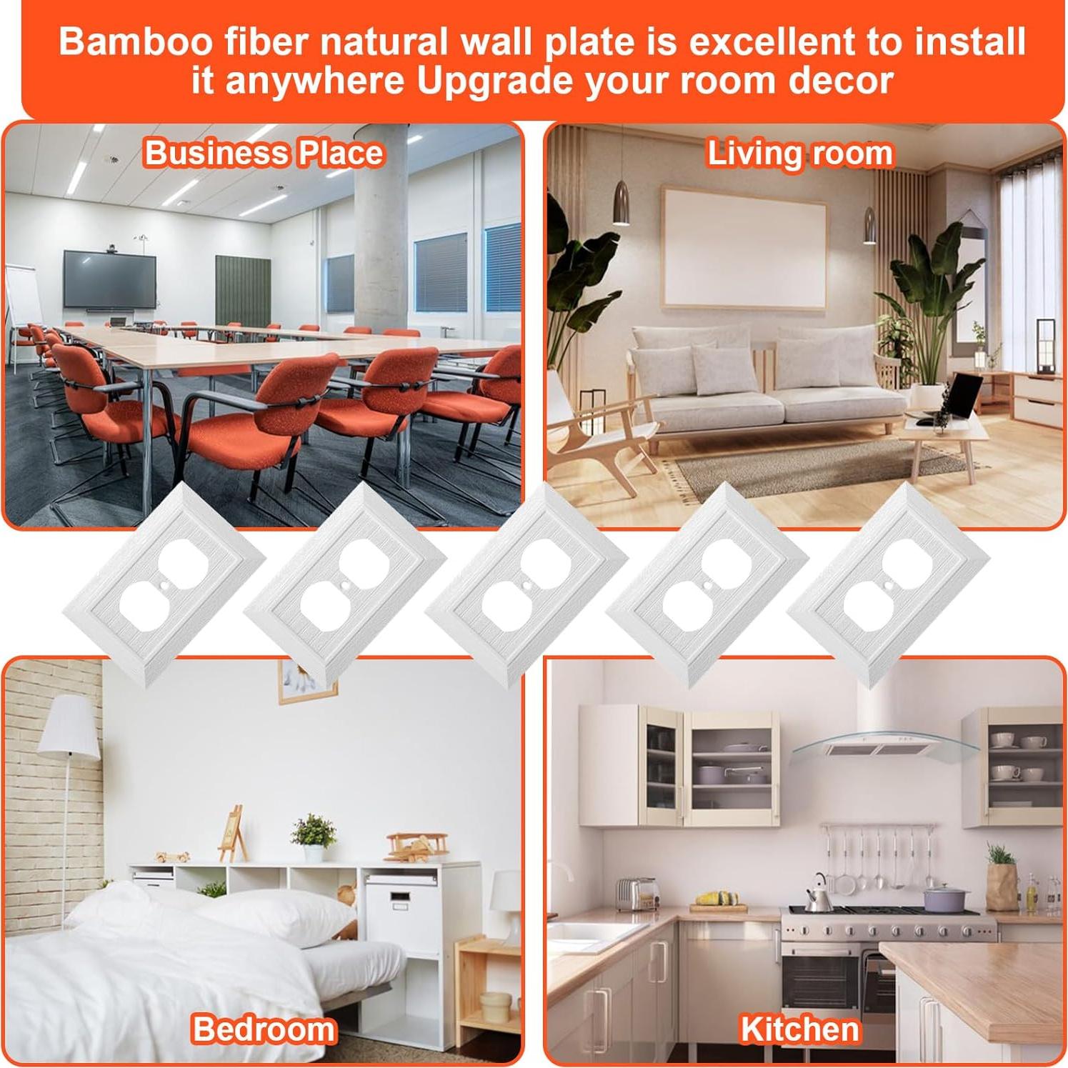 5 Placas de Pared Eléctricas Dúplex DIVINA VITAE Blancas 12.4x8cm