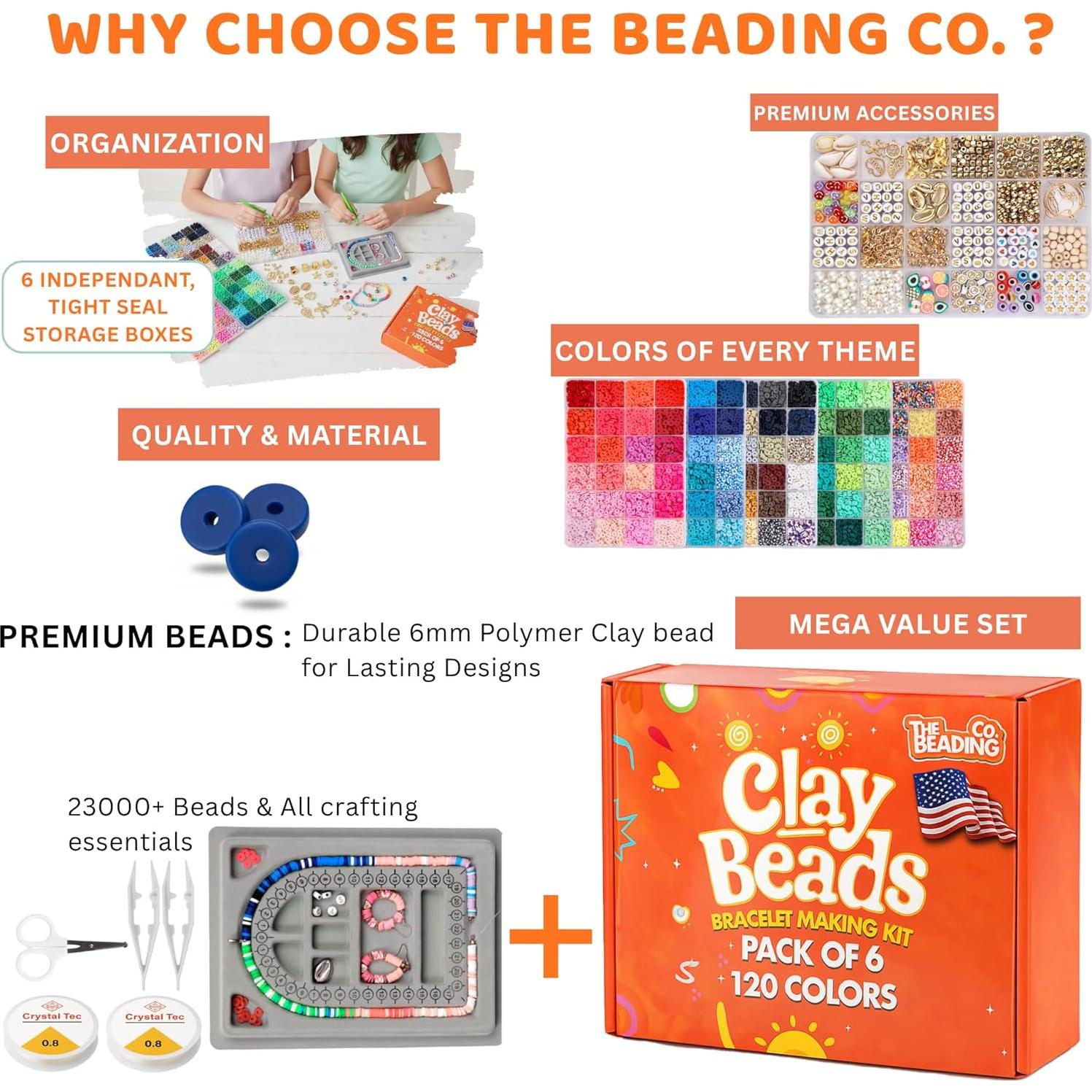 Kit de Pulseras de Arcilla The Beading Co 120 Colores 1.1kg