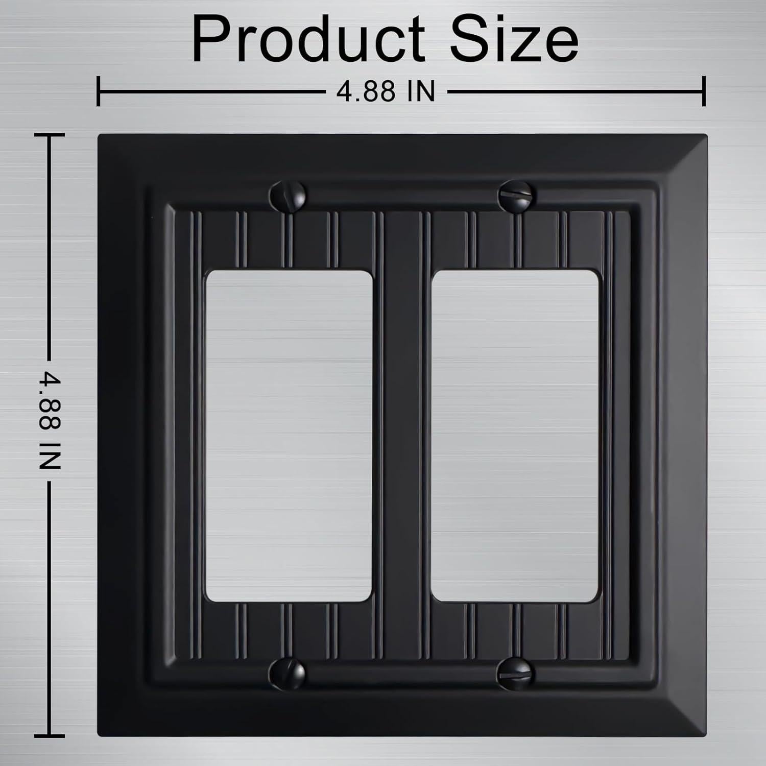 Cubiertas de enchufe Kisrvopn de bambú negro mate, 2 ganglios