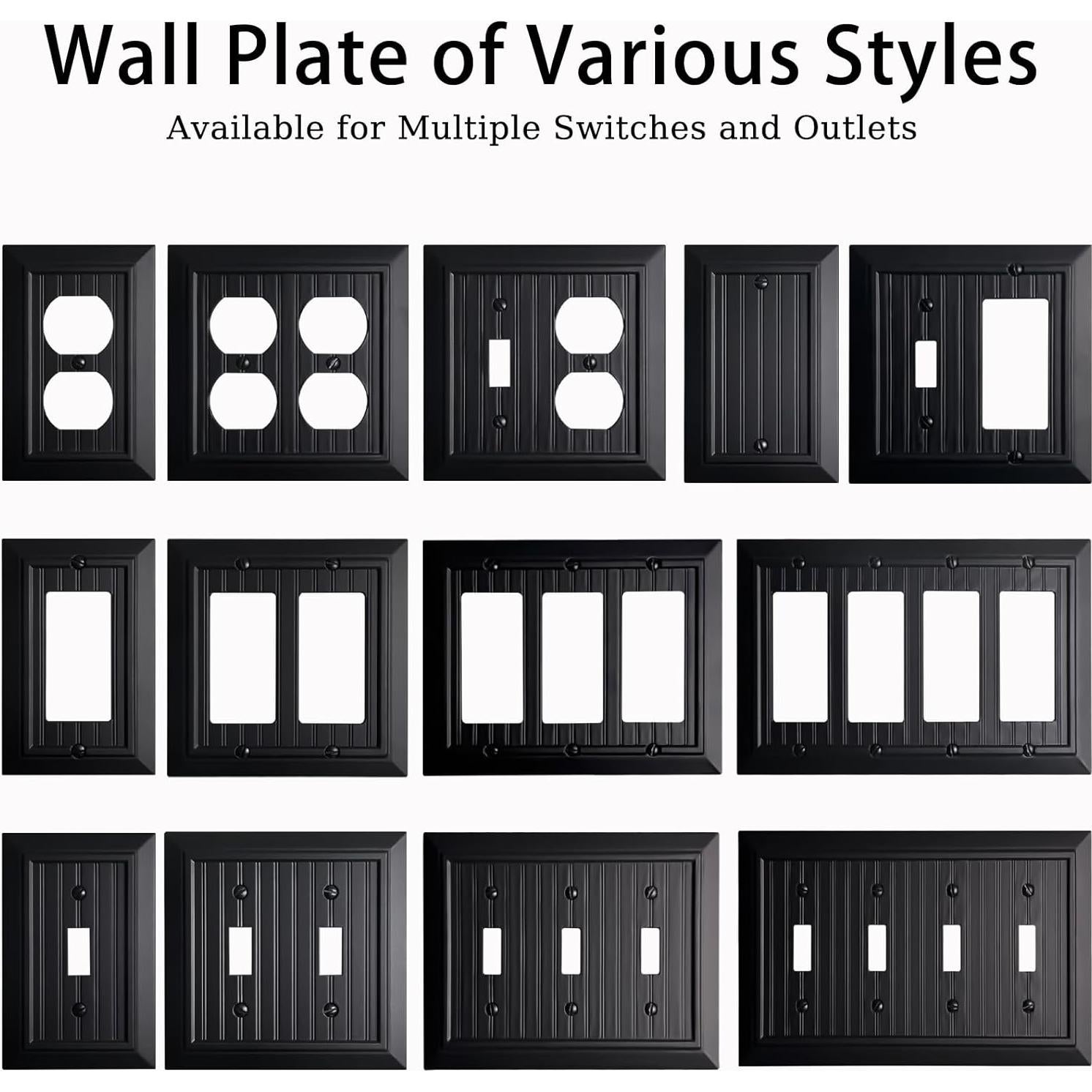 Cubiertas de enchufe Kisrvopn de bambú negro mate, 2 ganglios