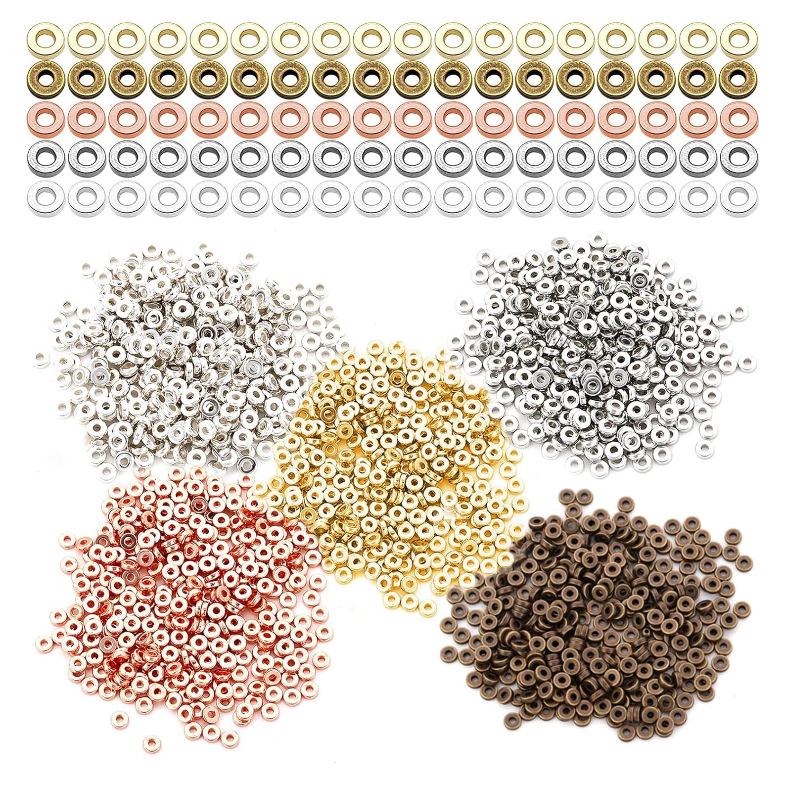 1000 Piezas Espaciadores Redondos Planos Oubaka para Joyería DIY