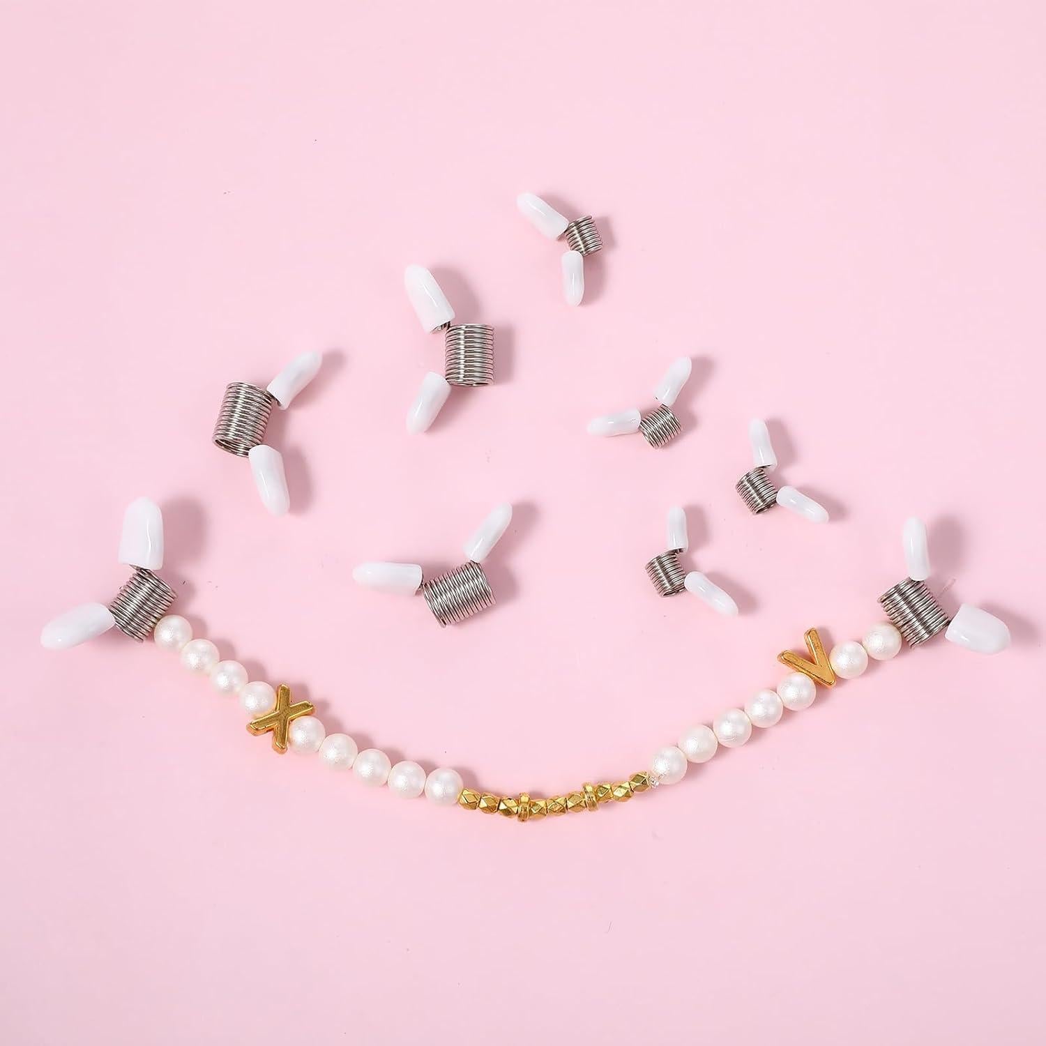 10 Abrazaderas para Perlas IANFAN con Mangos Blancos DIY