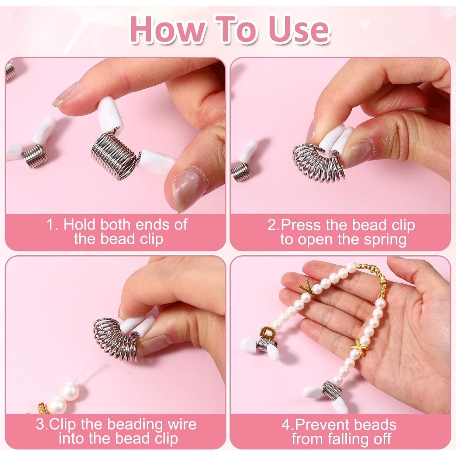 10 Abrazaderas para Perlas IANFAN con Mangos Blancos DIY