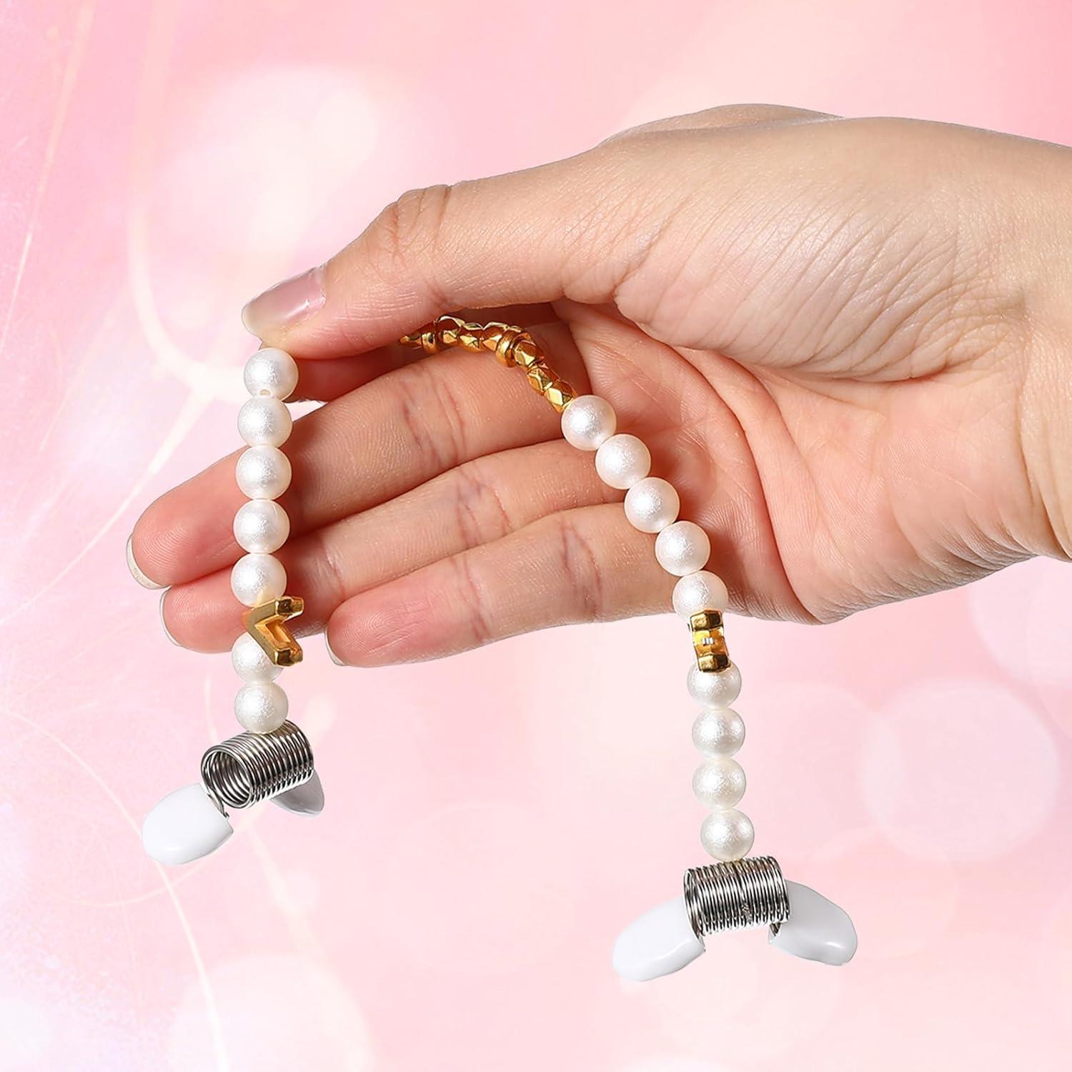 10 Abrazaderas para Perlas IANFAN con Mangos Blancos DIY