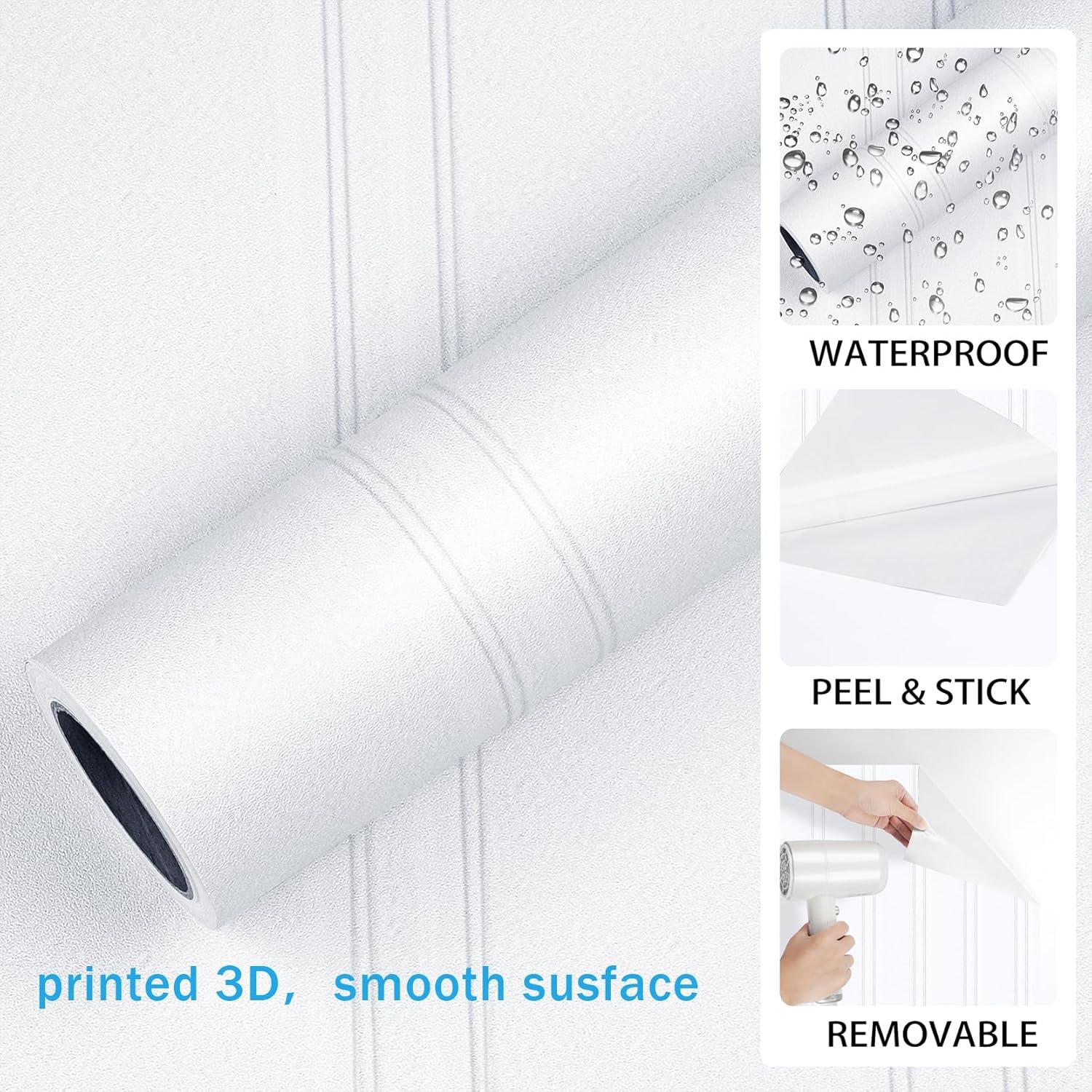 Papel Tapiz Autoadhesivo ReWallpaper Beadboard Blanco 44.5cm x 3.05m