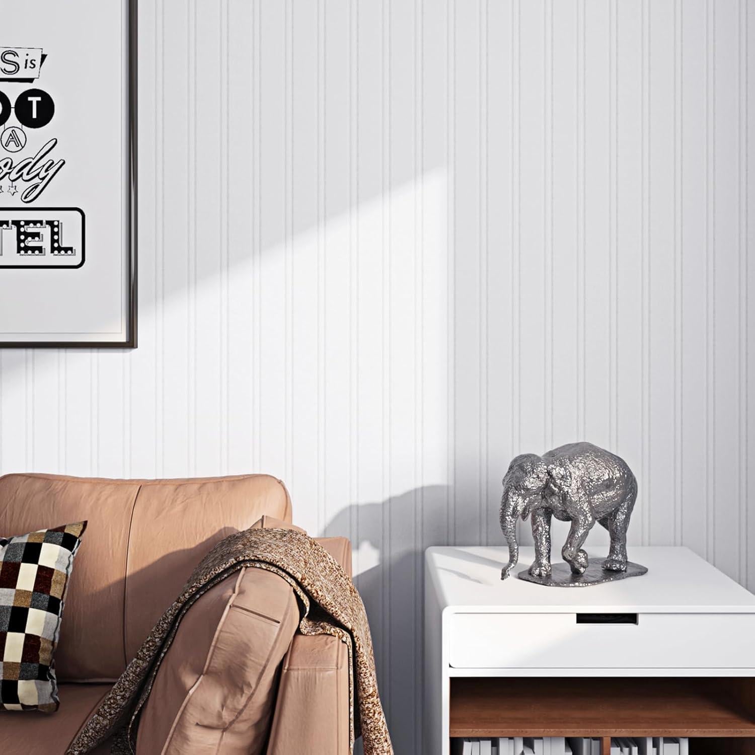 Papel Tapiz Autoadhesivo ReWallpaper Beadboard Blanco 44.5cm x 3.05m