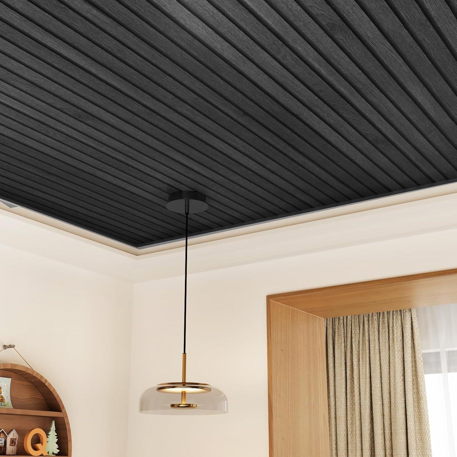 Papel Tapiz Autoadhesivo Livelynine 3D Listones Madera Negra 40x200 cm