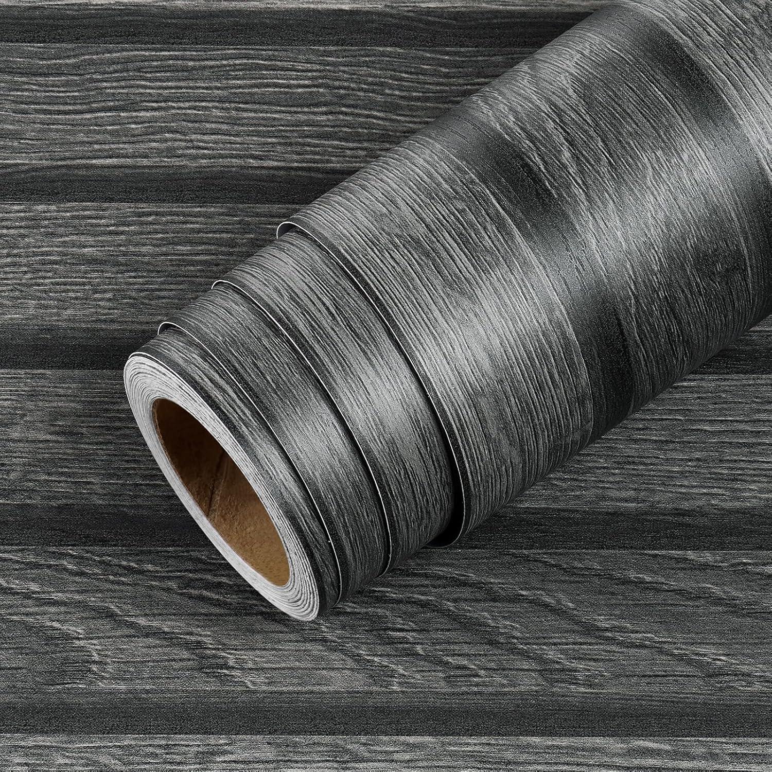 Papel Tapiz Autoadhesivo Livelynine 3D Listones Madera Negra 40x200 cm