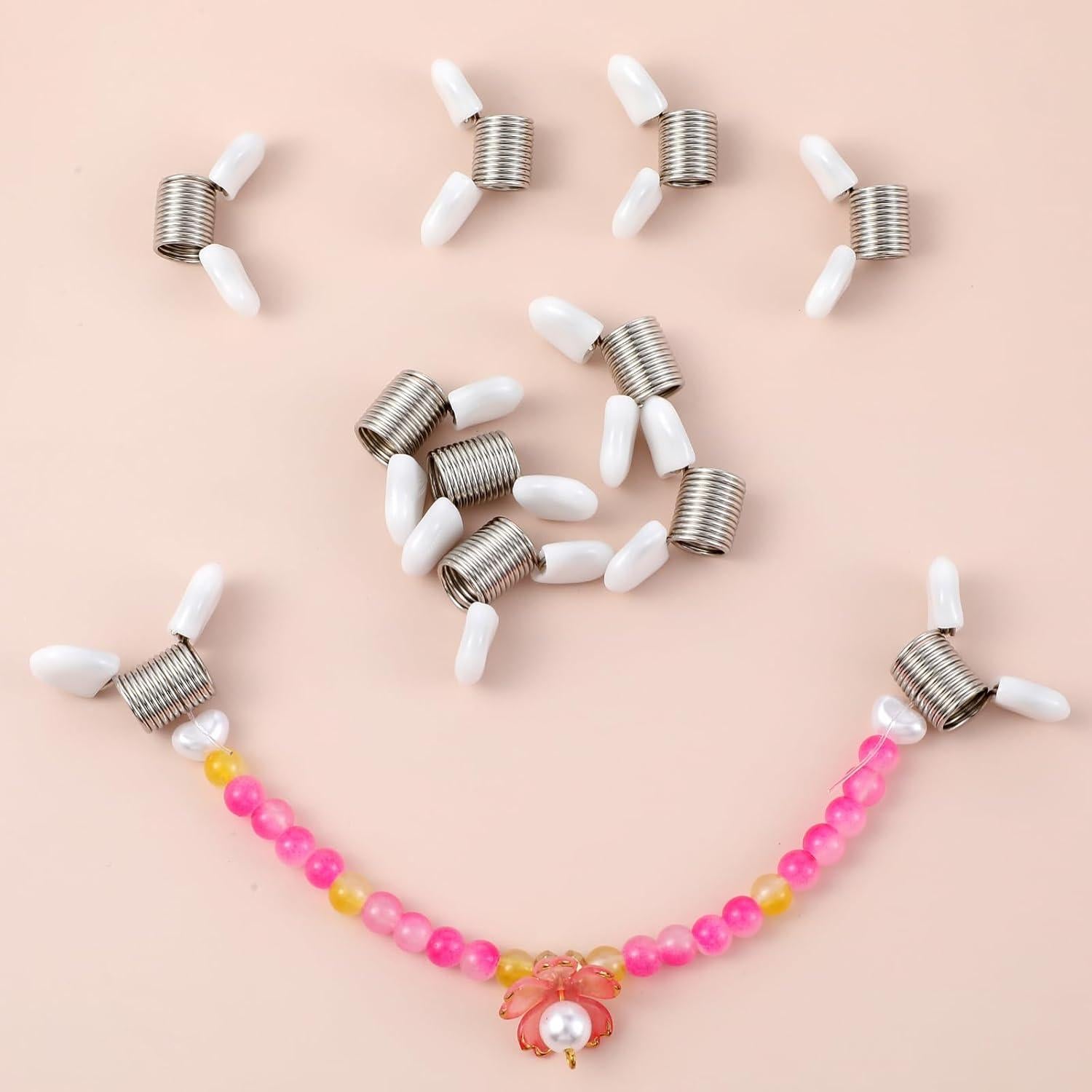 8 Piezas Tope de Perlas Tyqour para Joyería - Abrazaderas Blancas