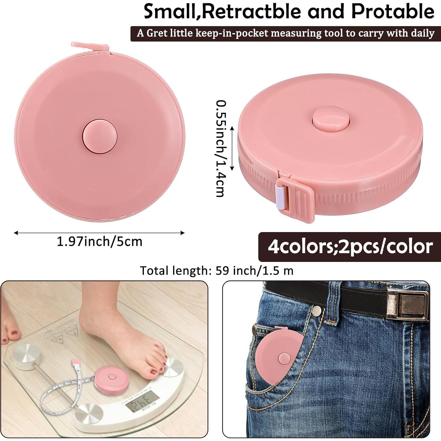 8 Piezas Cinta Métrica Retráctil ElevateTech 1.5m Colores
