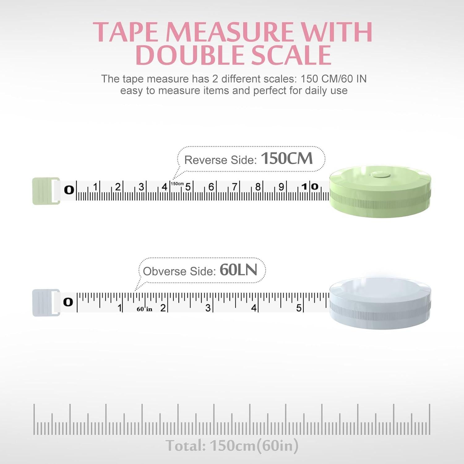 Cinta Métrica Retráctil TIECHI 5 Piezas 1.5 Metros Doble Cara