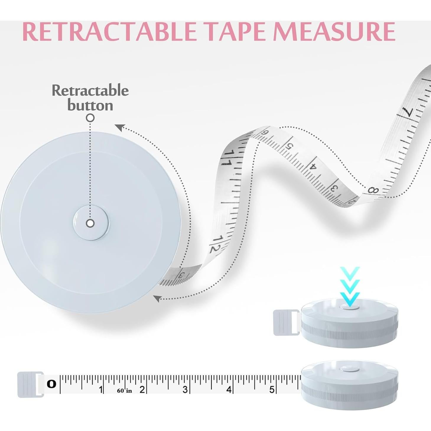 Cinta Métrica Retráctil TIECHI 5 Piezas 1.5 Metros Doble Cara