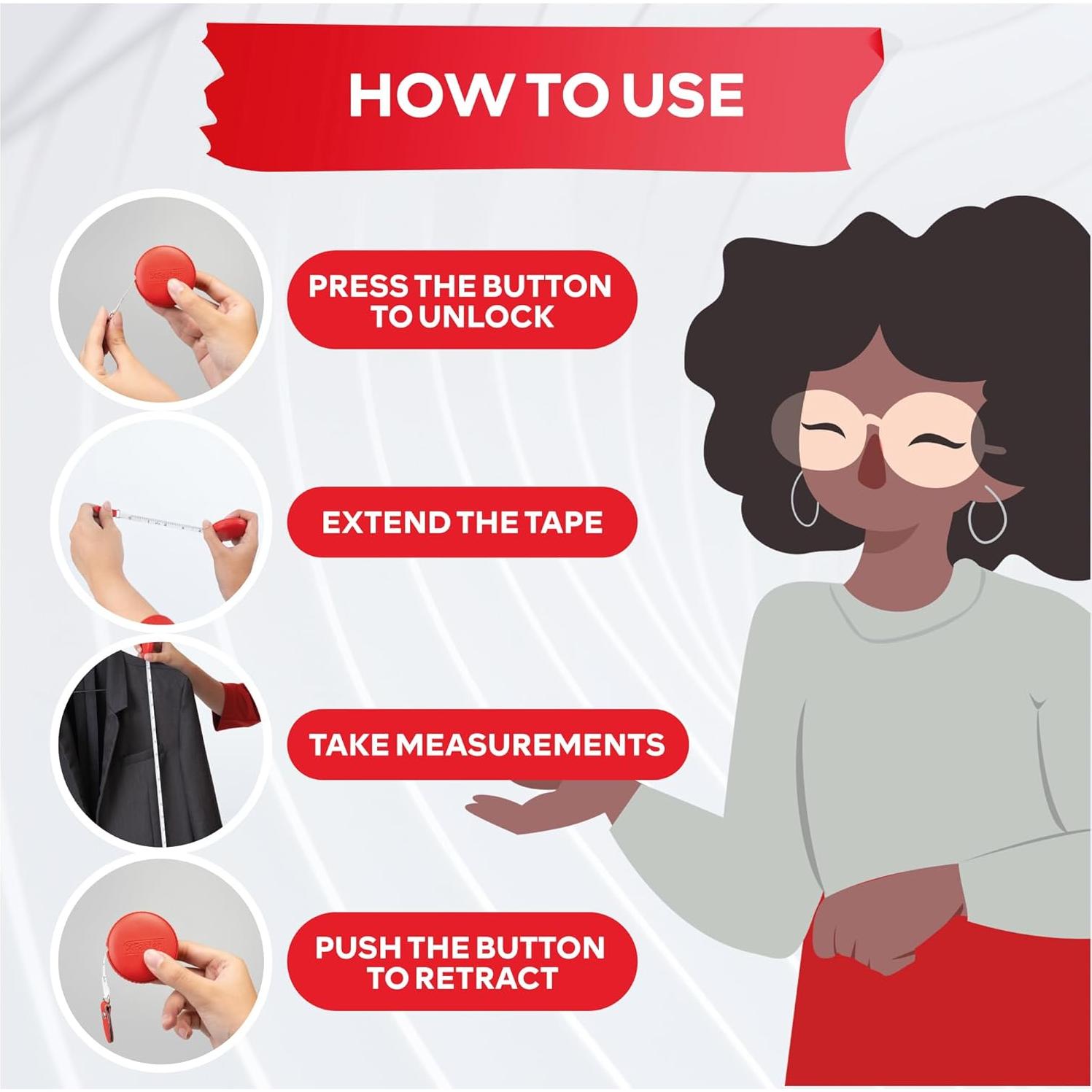 Cinta Métrica Retráctil XFasten 3-Pack 1.5M para Costura