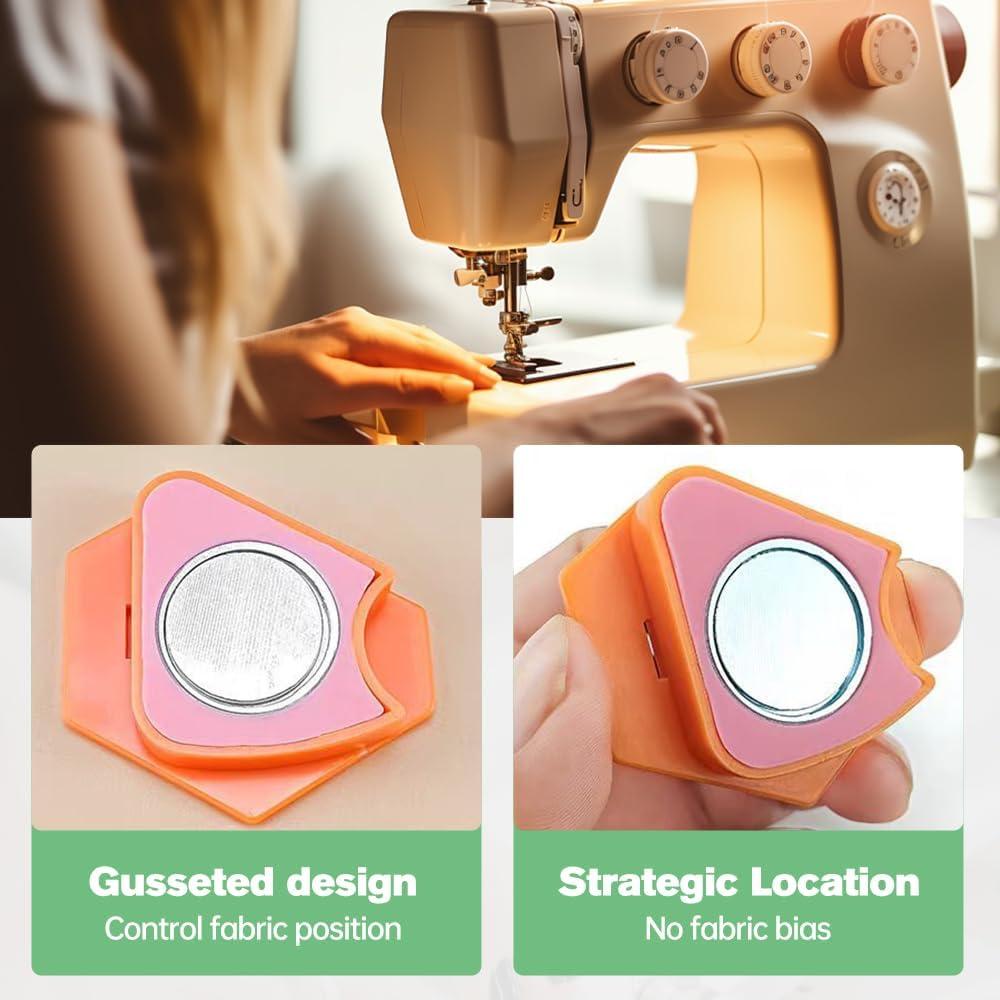 Magnetic Seam Guide for Sewing Machine,2025 New Multi-Purpose Tool Polygonal Strong Magnetic Gauge,Polygonal Multifucntional Seam Guide Hemmer with Scale,Sewing Accessories Supplies (Pink)