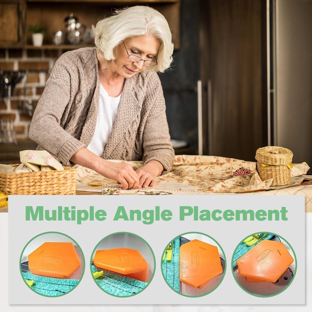 Magnetic Seam Guide for Sewing Machine,2025 New Multi-Purpose Tool Polygonal Strong Magnetic Gauge,Polygonal Multifucntional Seam Guide Hemmer with Scale,Sewing Accessories Supplies (Pink)