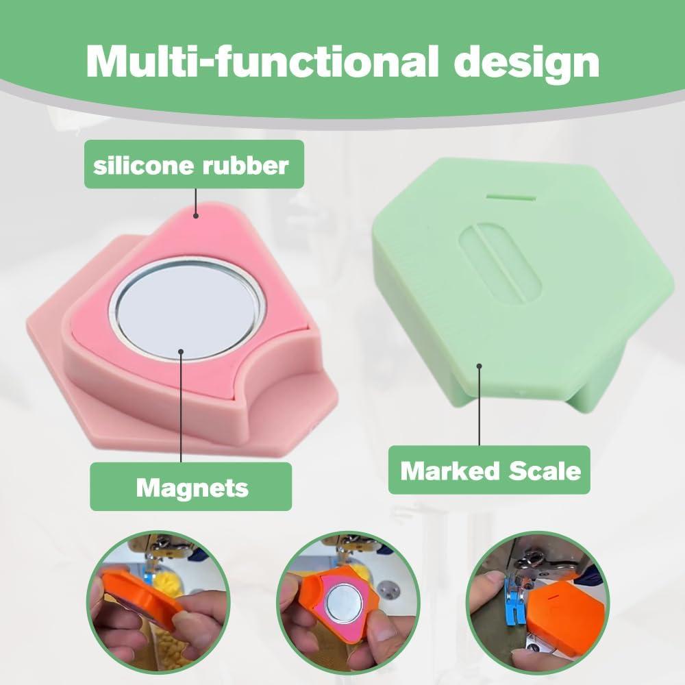 Magnetic Seam Guide for Sewing Machine,2025 New Multi-Purpose Tool Polygonal Strong Magnetic Gauge,Polygonal Multifucntional Seam Guide Hemmer with Scale,Sewing Accessories Supplies (Pink)