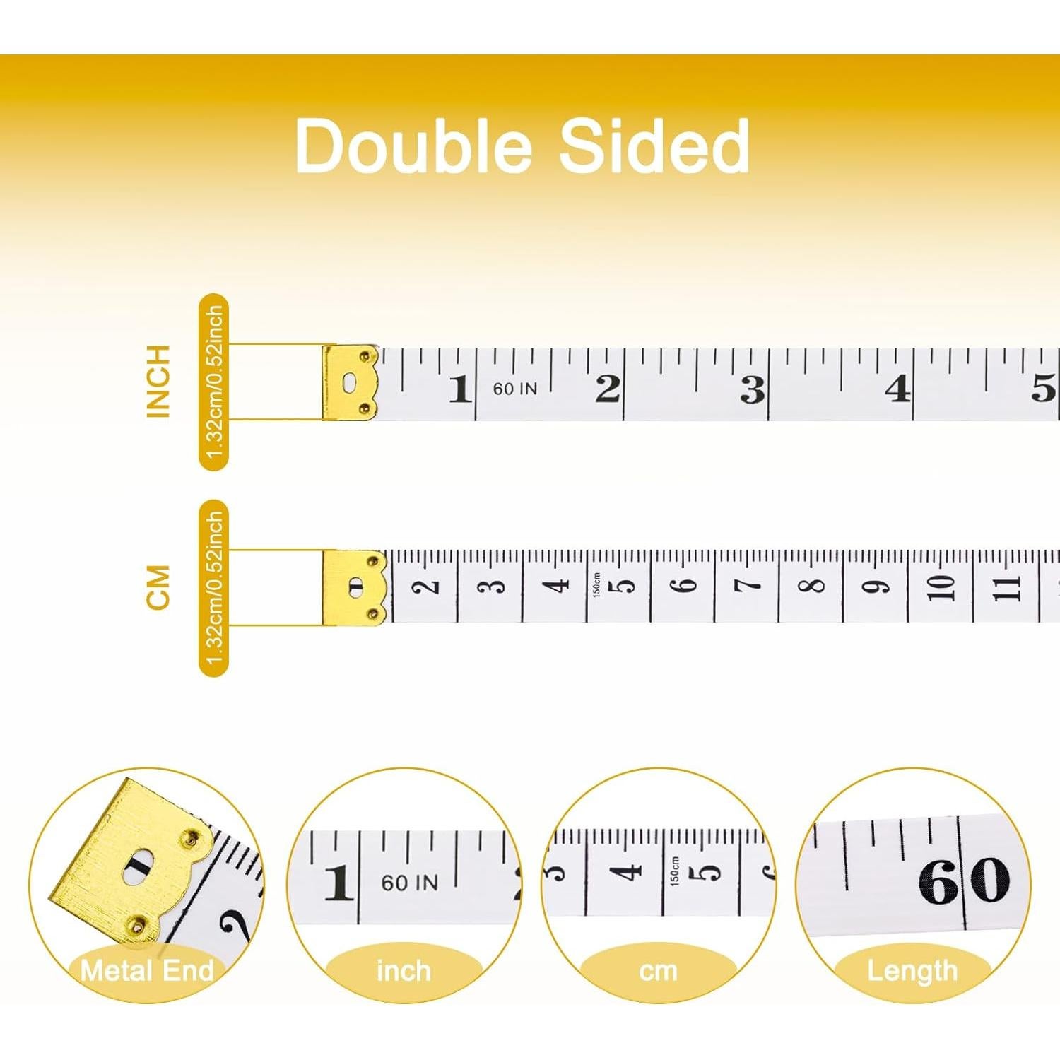 GDMINLO 2 Cintas Métricas Suaves 152.4 cm Doble Escala