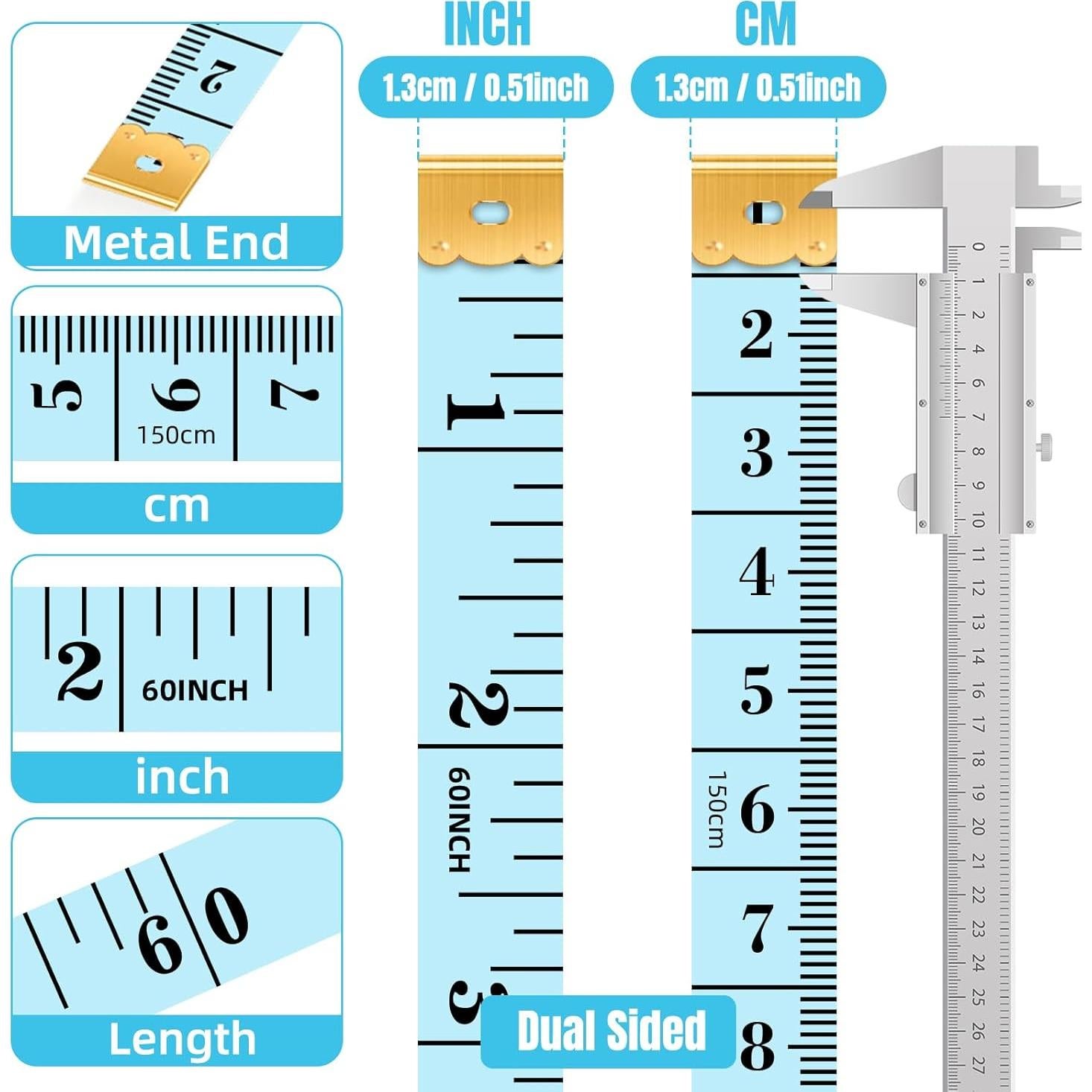 Cinta Métrica Suave VASTFLY 24 Pcs 150 cm Doble Escala