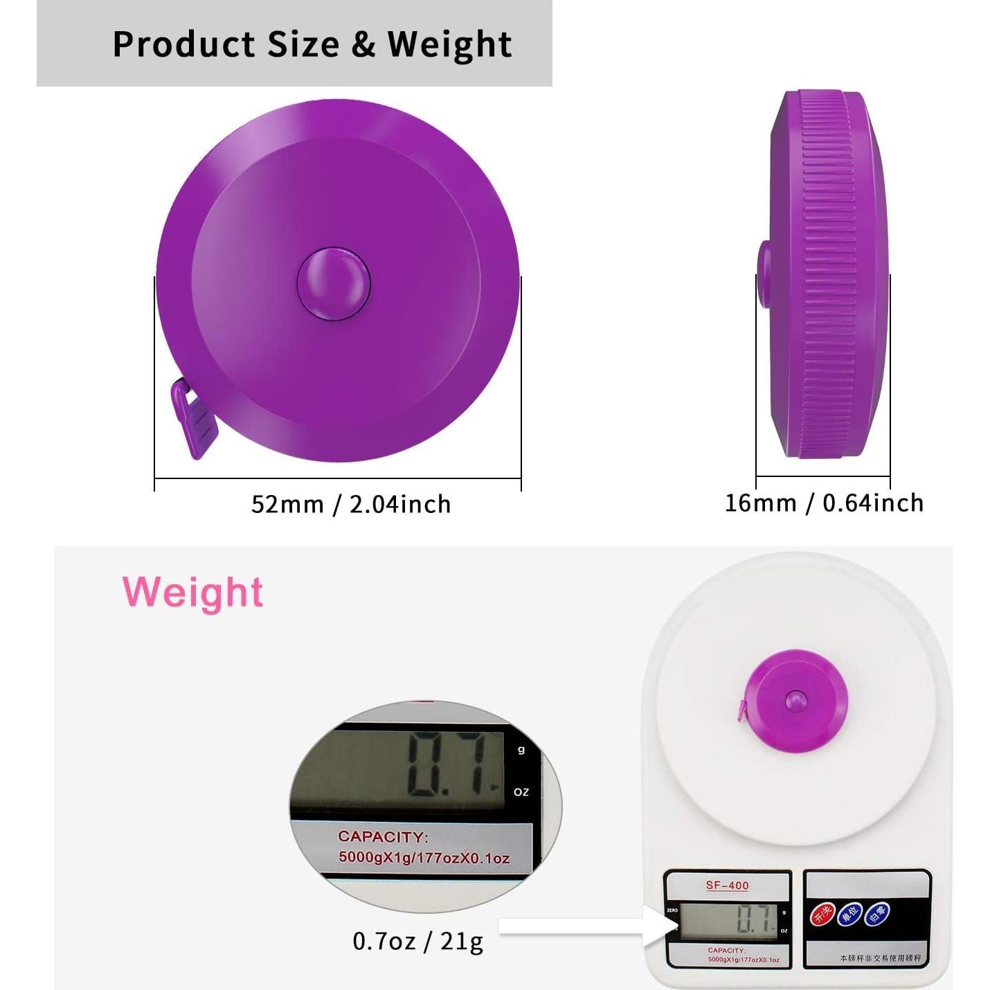 Cinta Métrica Suave DiCUNO 1.5m 3 Pcs Púrpura para Sastre