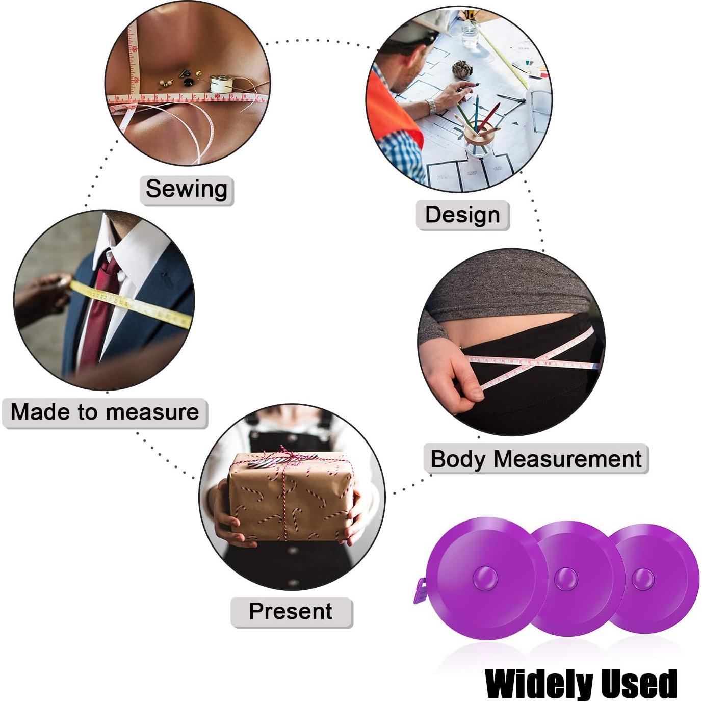 Cinta Métrica Suave DiCUNO 1.5m 3 Pcs Púrpura para Sastre