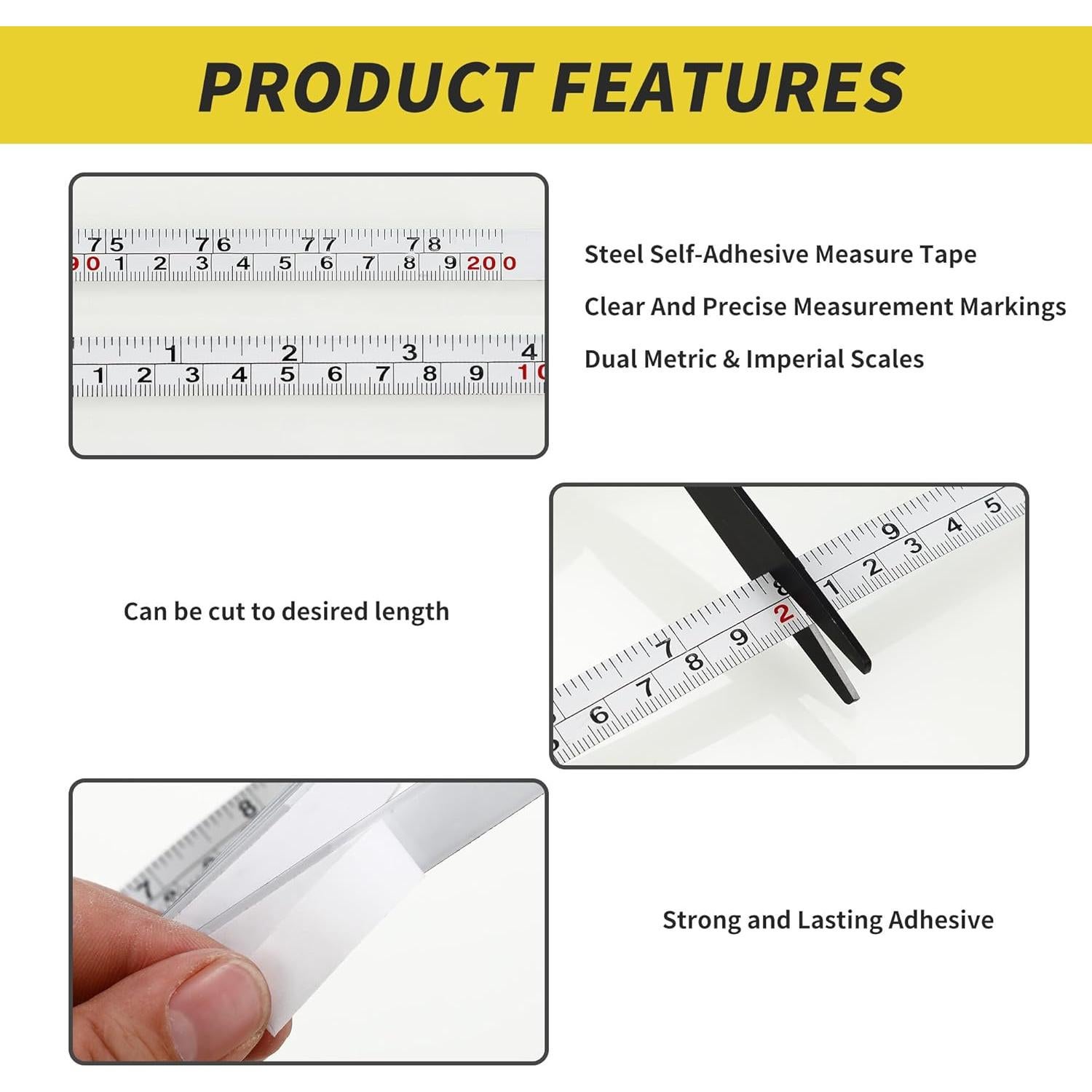 2 Cintas Métricas Autoadhesivas Qtcial 200cm Doble Escala