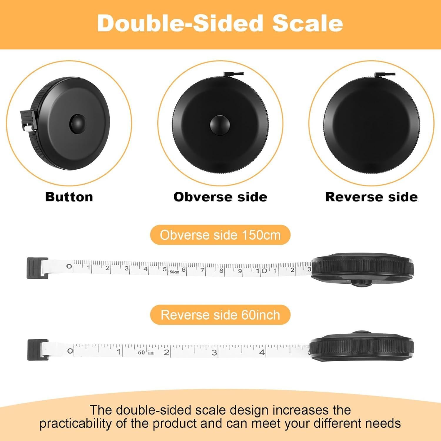 35 Cintas Métricas Retráctiles Pafeooui 152.4 cm Doble Escala