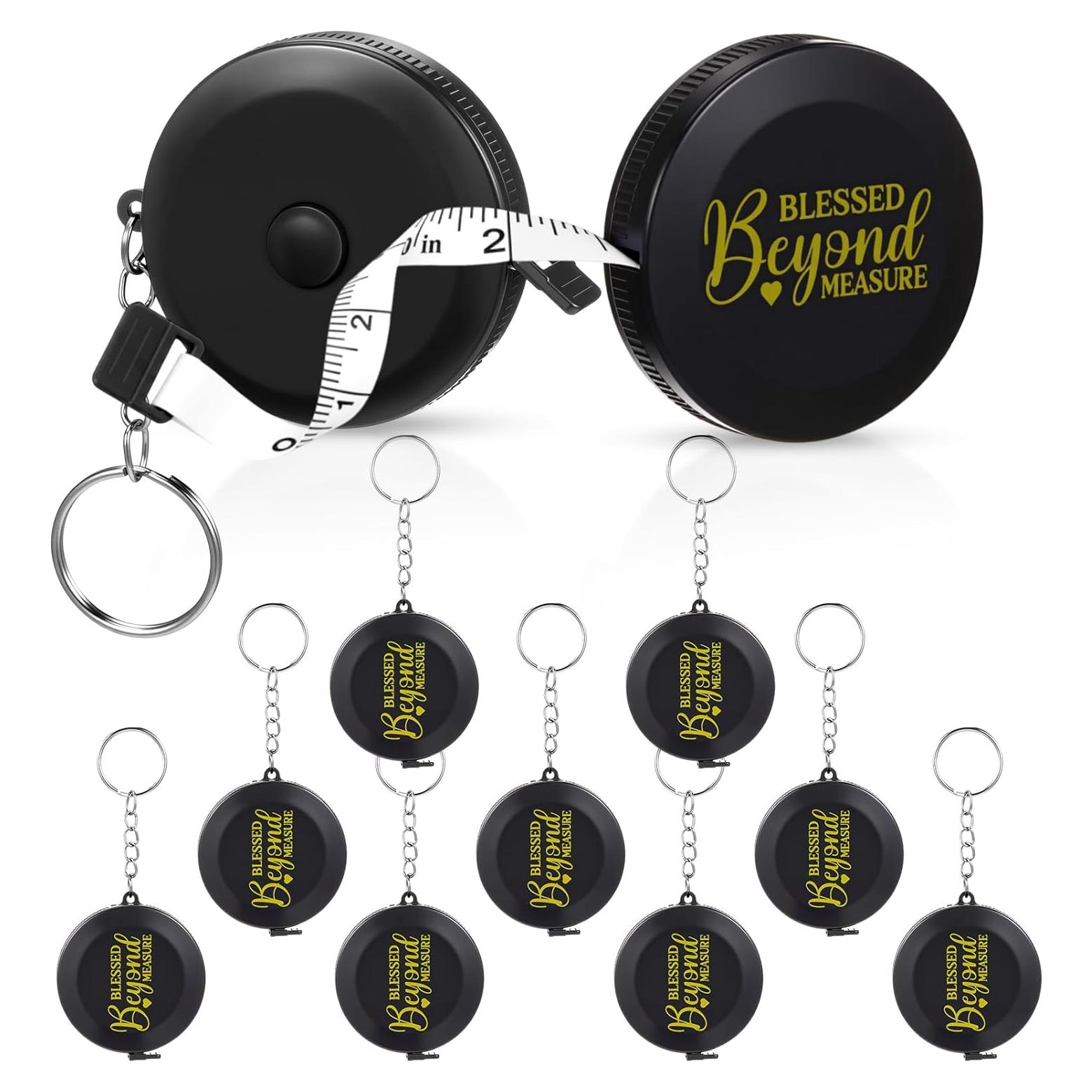 Paquete de 12 llaveros cinta métrica retráctil Tellegloww 150 cm