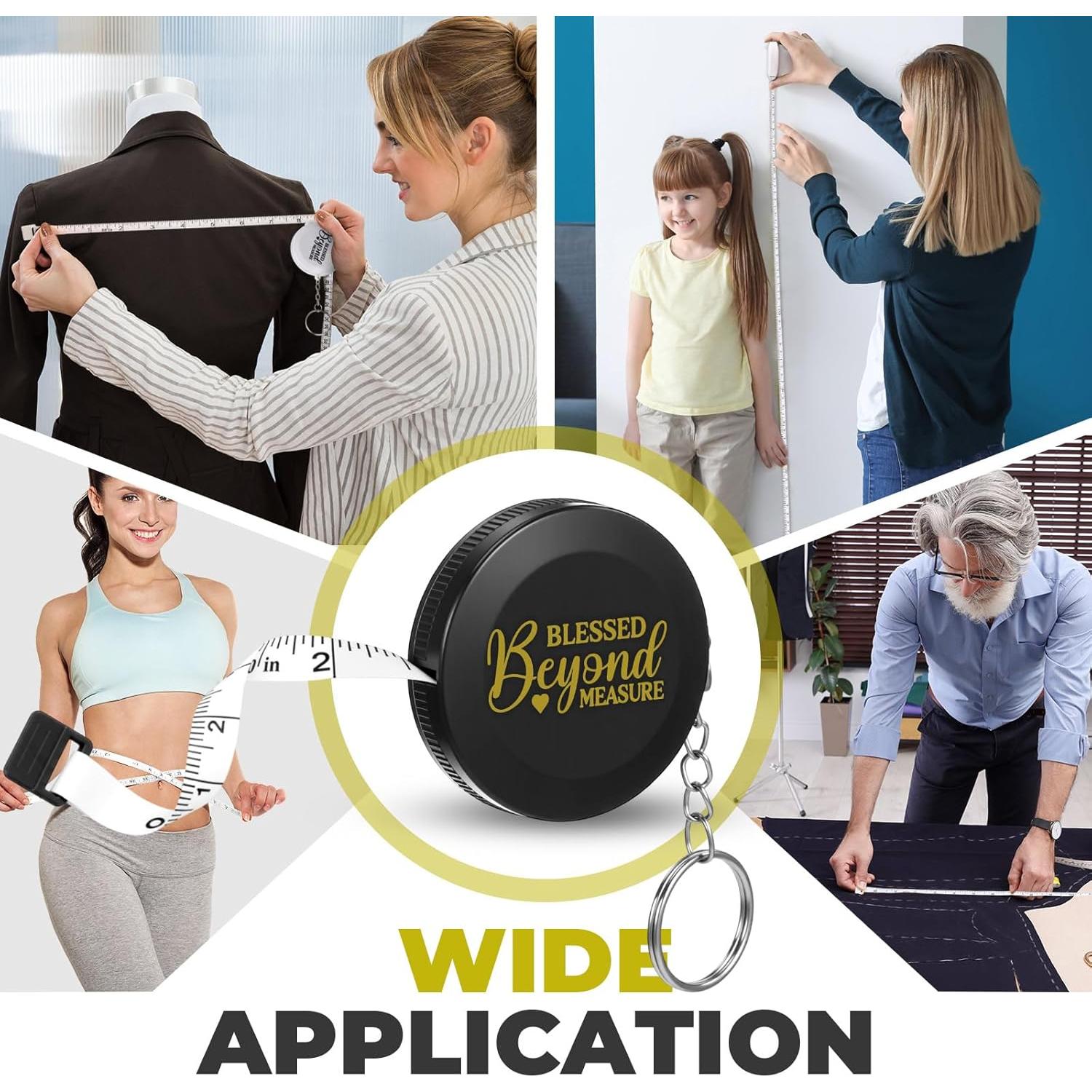 Paquete de 12 llaveros cinta métrica retráctil Tellegloww 150 cm