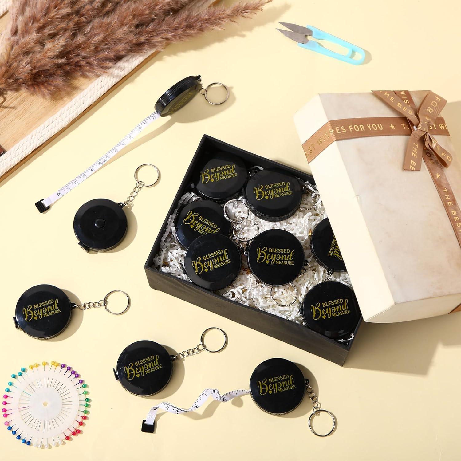 Paquete de 12 llaveros cinta métrica retráctil Tellegloww 150 cm