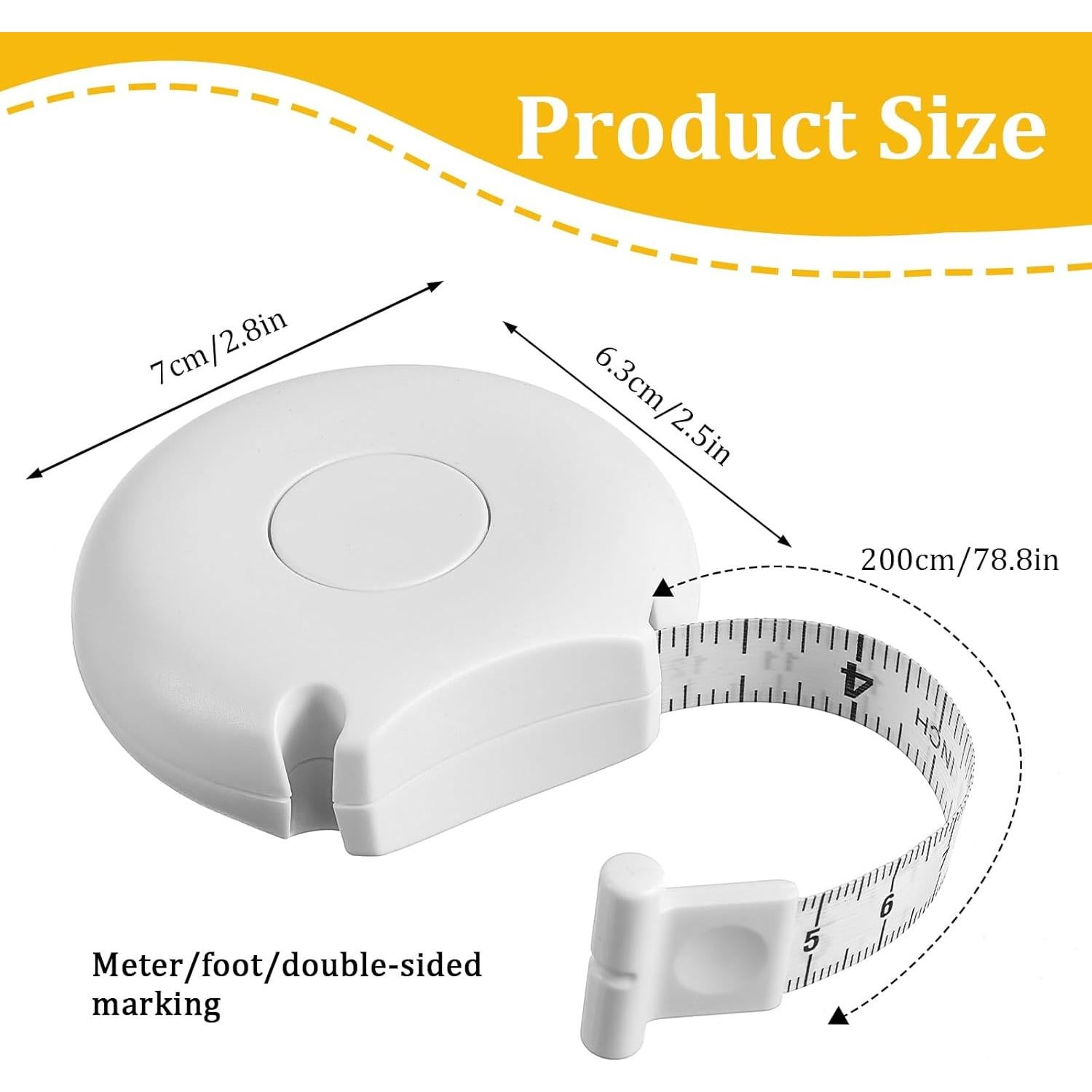 Cinta Métrica Corporal 200 cm LXUEJIE Doble Escala Blanca