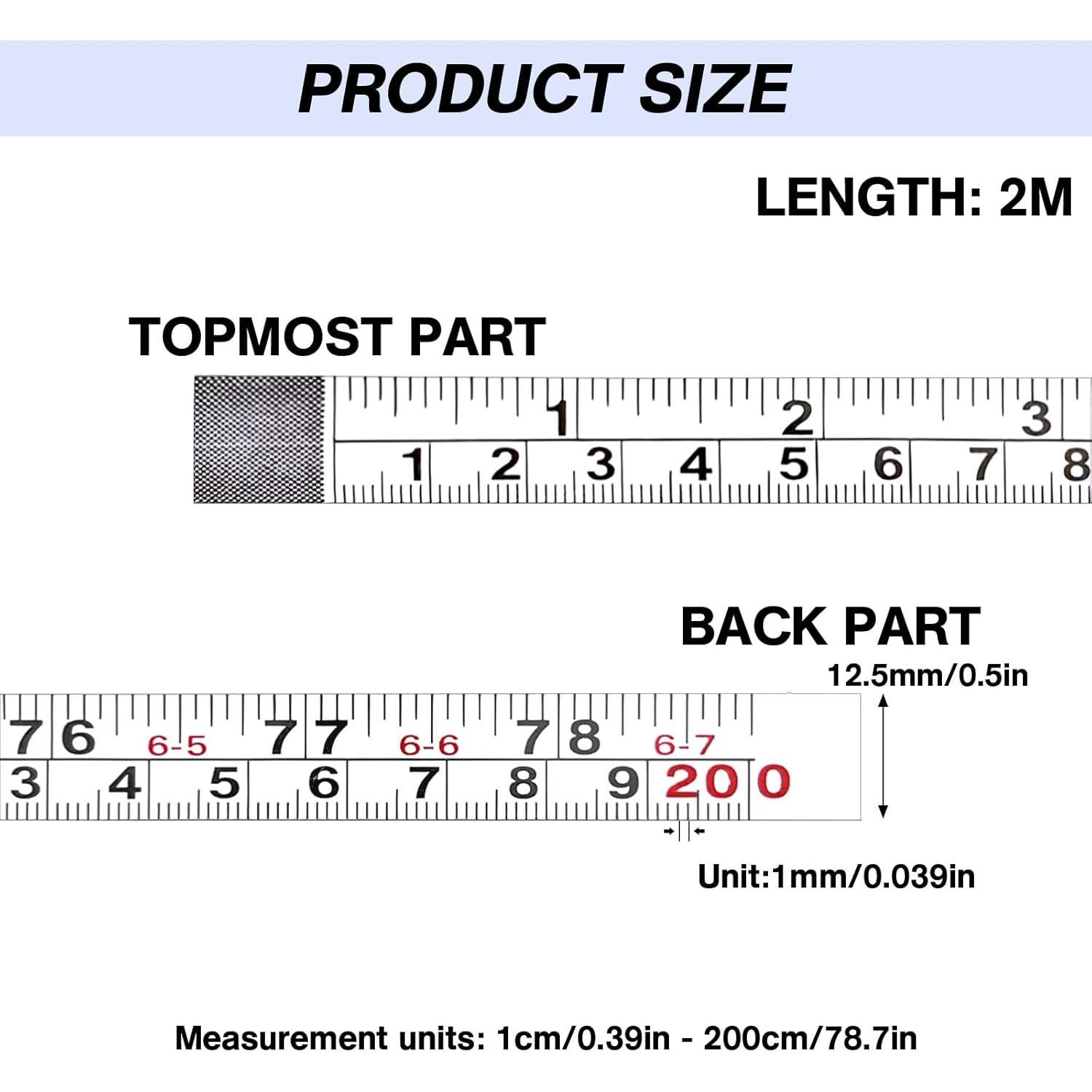 Paquete de 2 cintas métricas autoadhesivas 200 cm acero PPgod